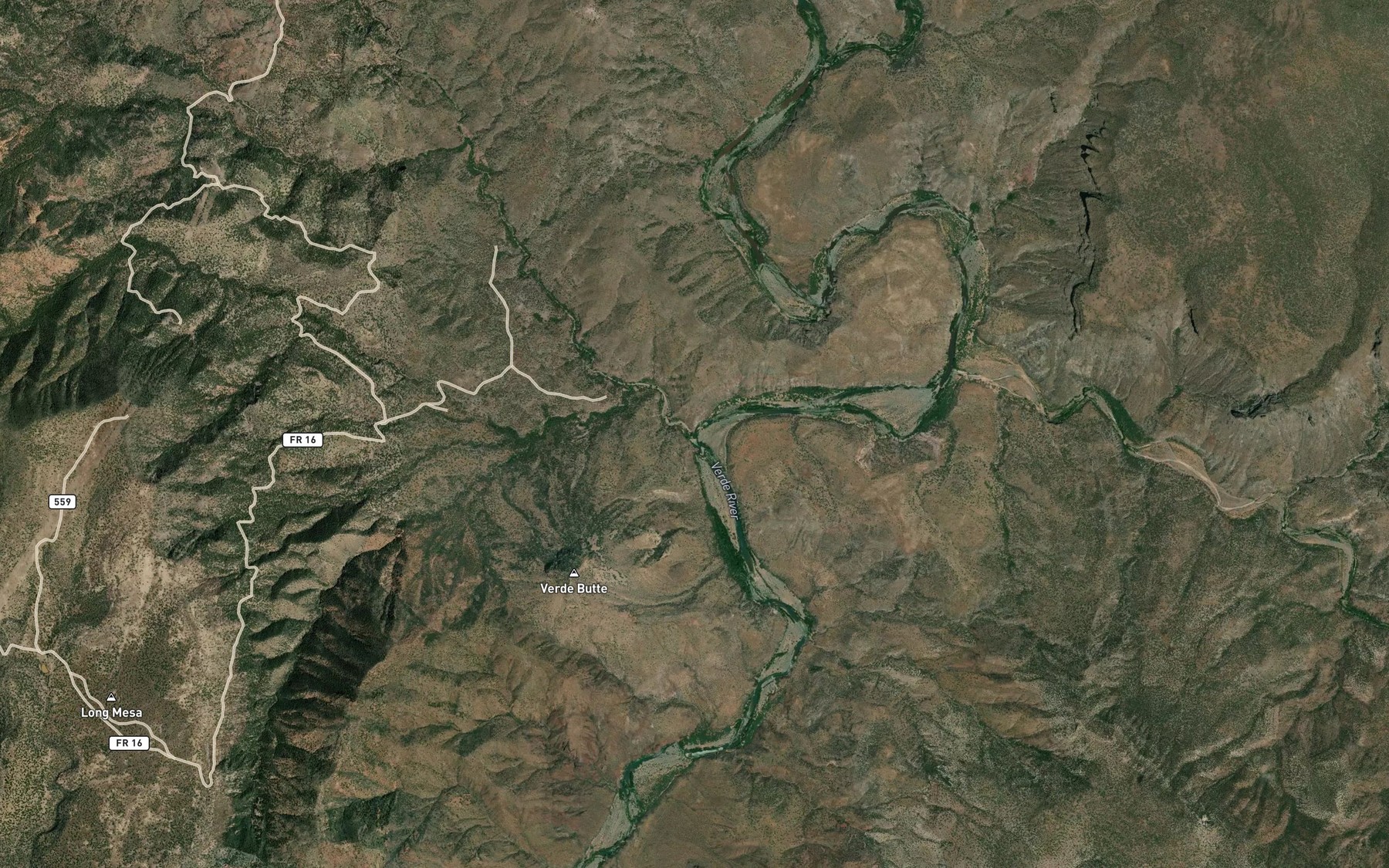 Satellite map of the Houston Creek