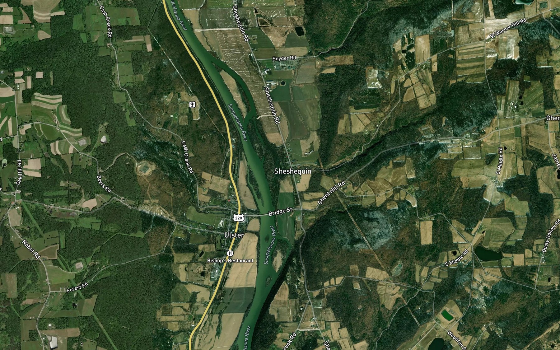 Satellite map of the Deer Lick Creek