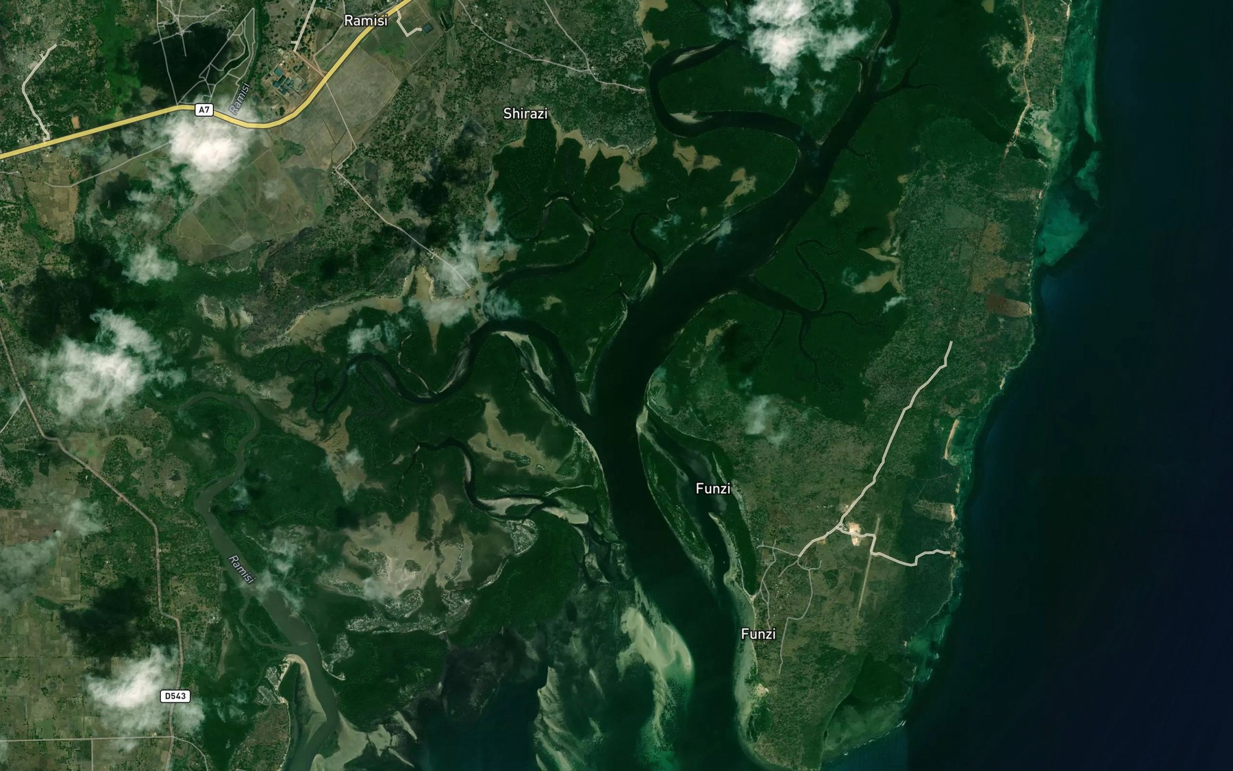 Satellite map of the Mto Uvinje