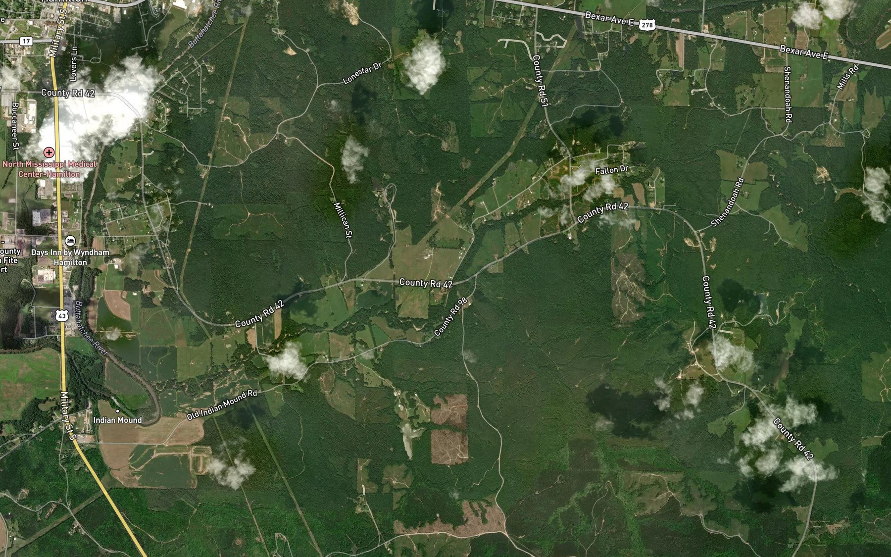 Satellite map of the Whitley Creek