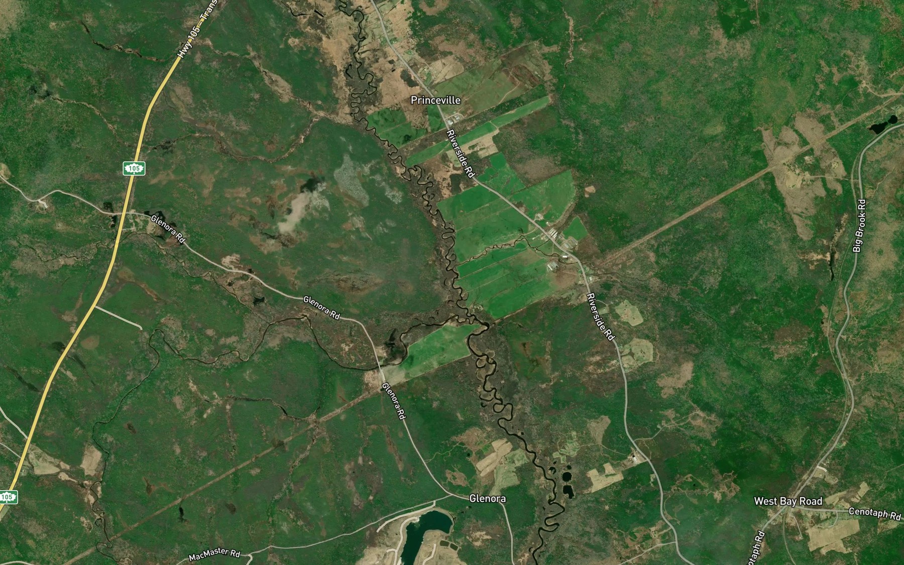 Satellite map of the MacMasters Brook