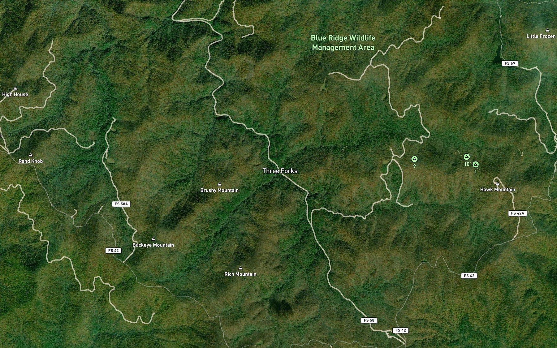 Satellite map of the Stover Creek