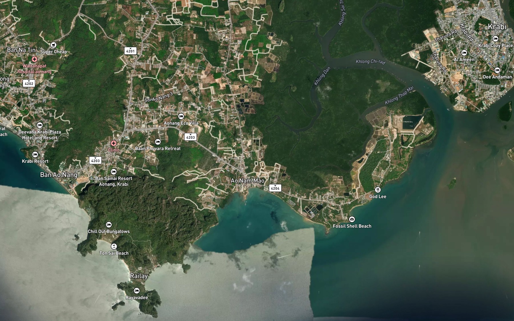 Satellite map of the Khlong Ao Nam Mao