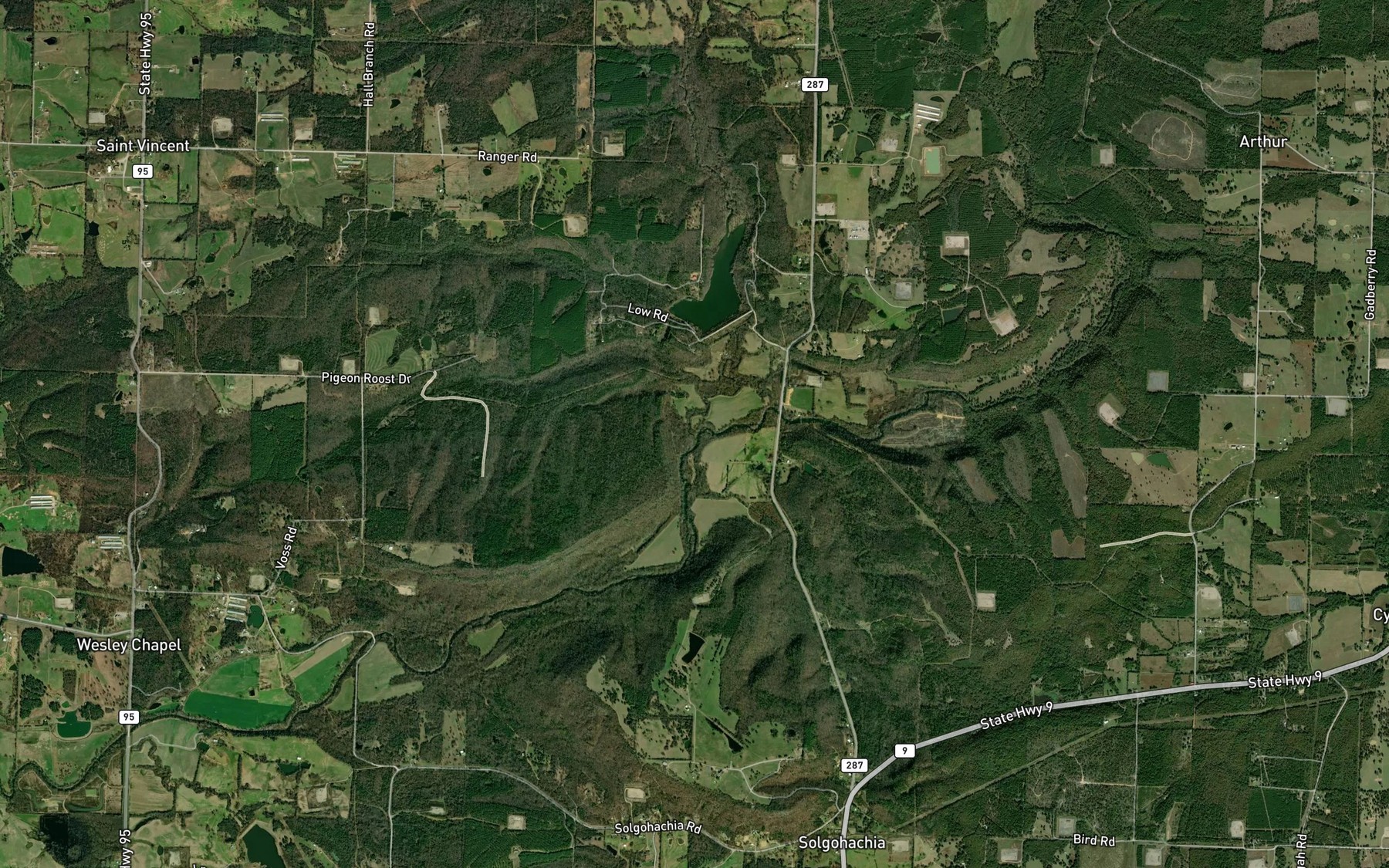 Satellite map of the Prairie Creek