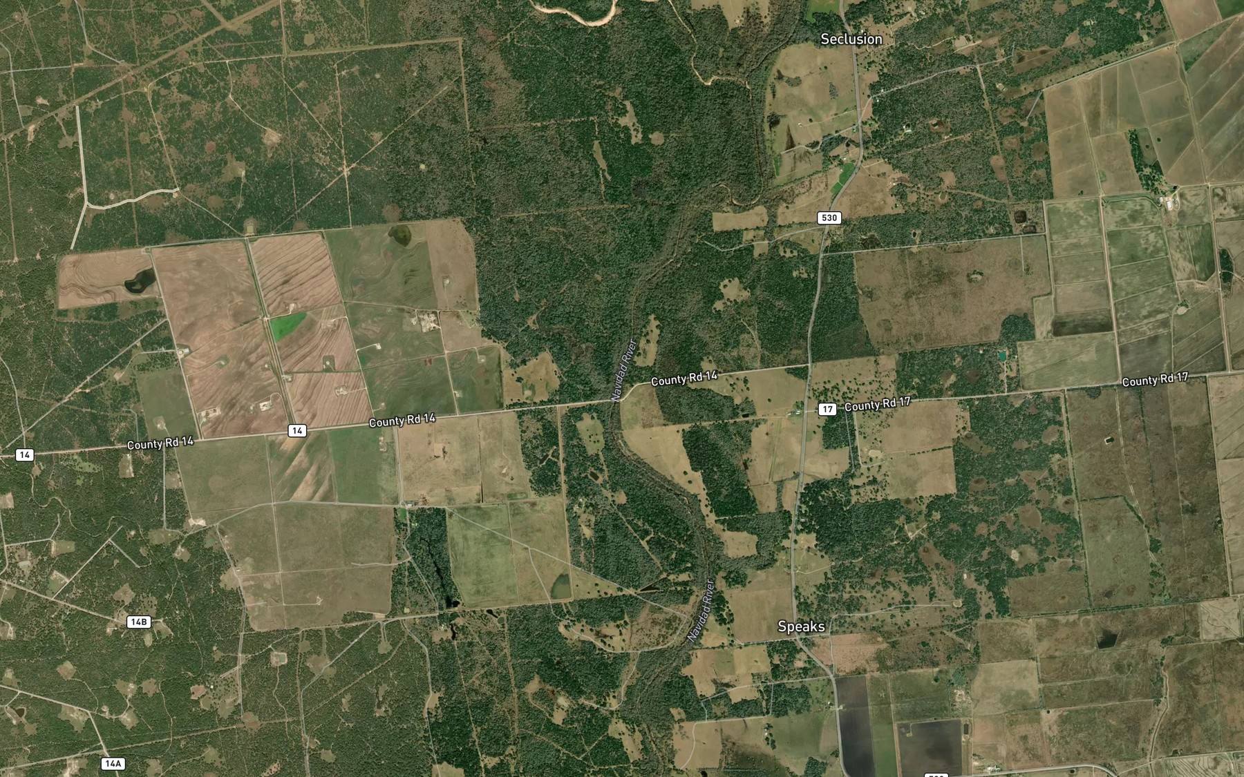 Satellite map of the Peach Creek