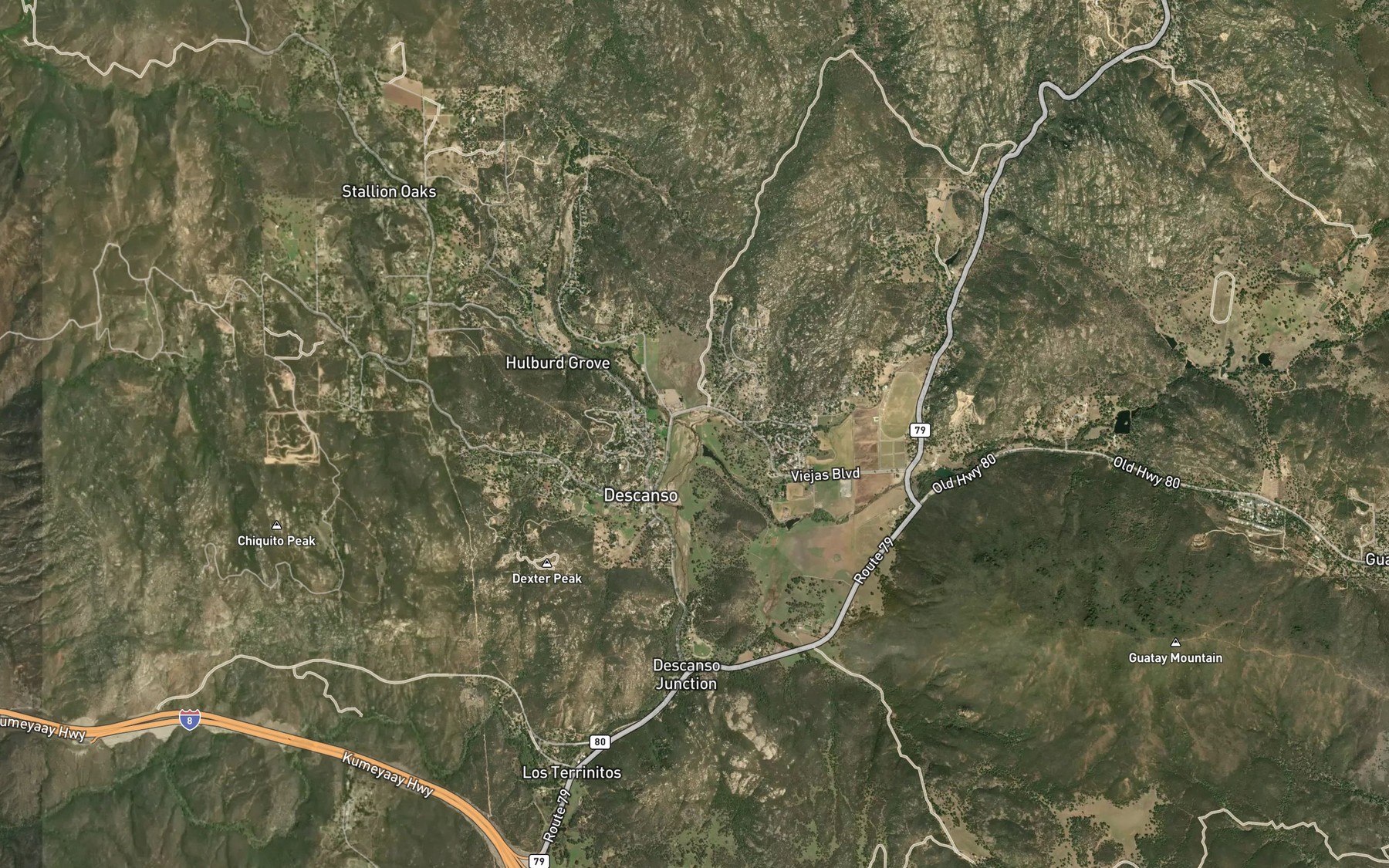 Satellite map of the Descanso Creek