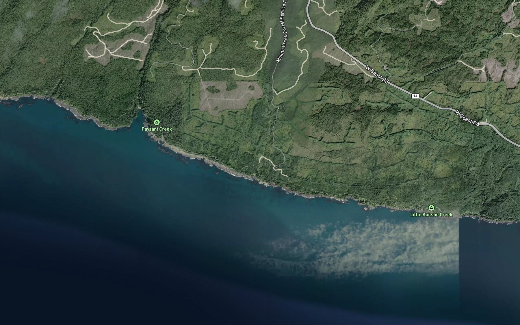 Satellite map of the Parkinson Creek