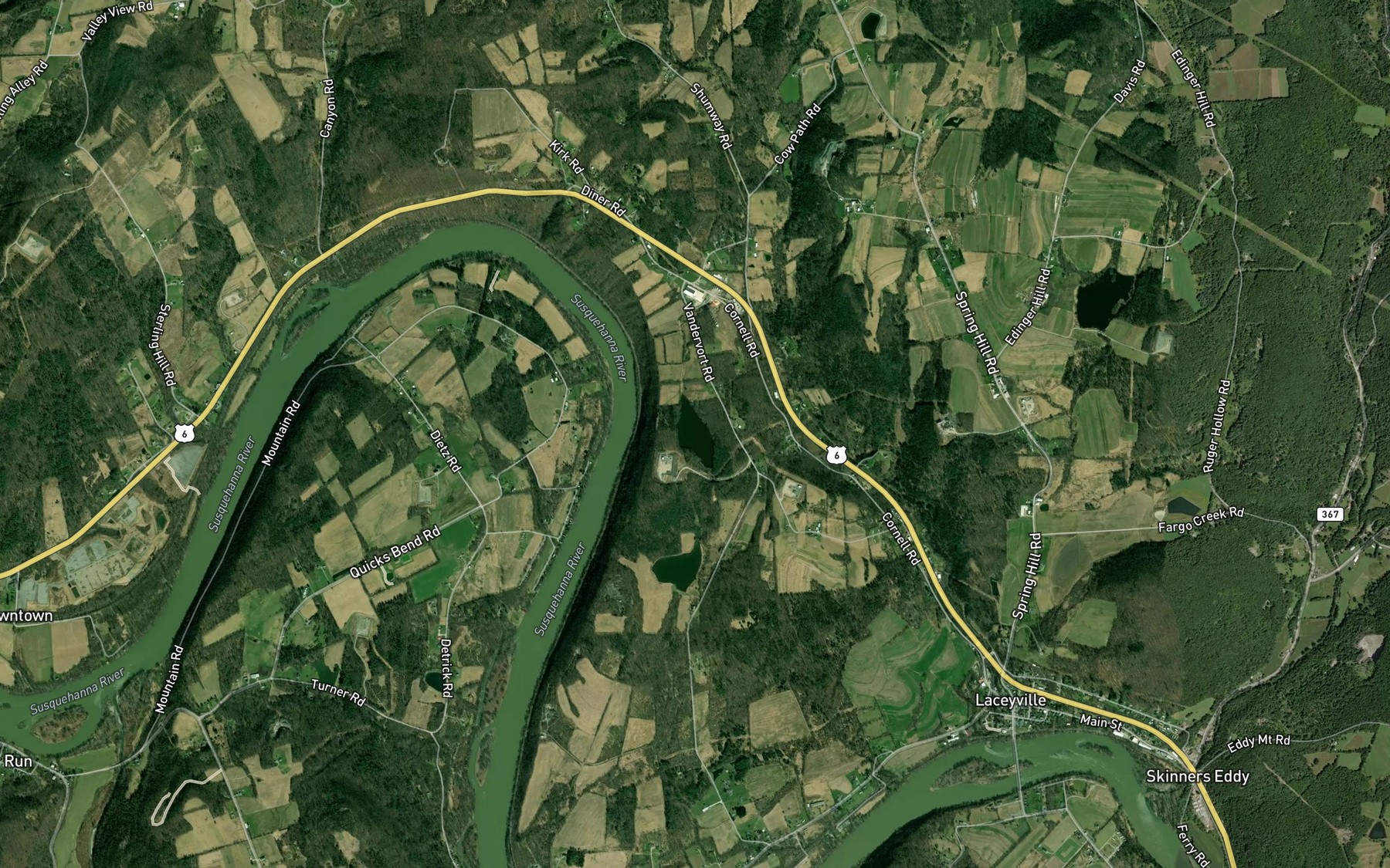 Satellite map of the Brown Pond