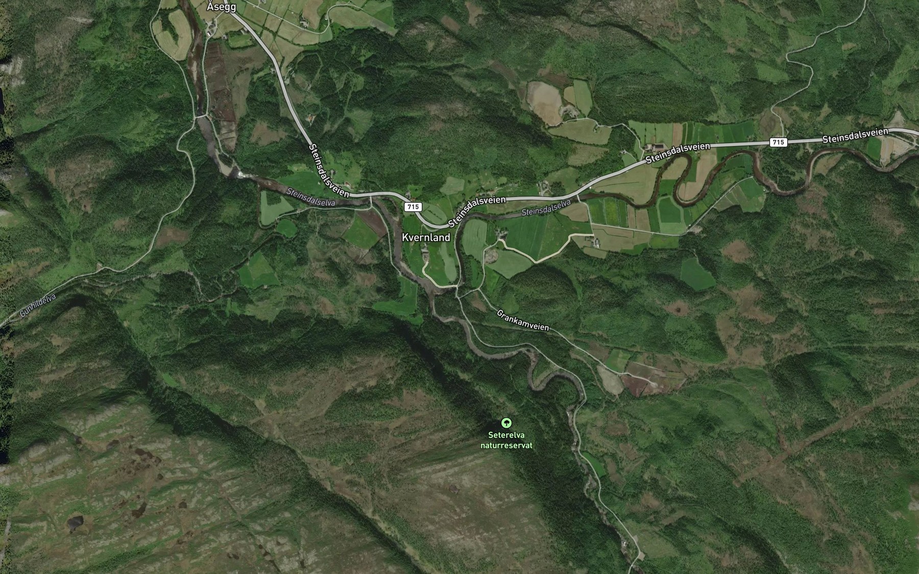 Satellite map of the Kvennlandsfossen