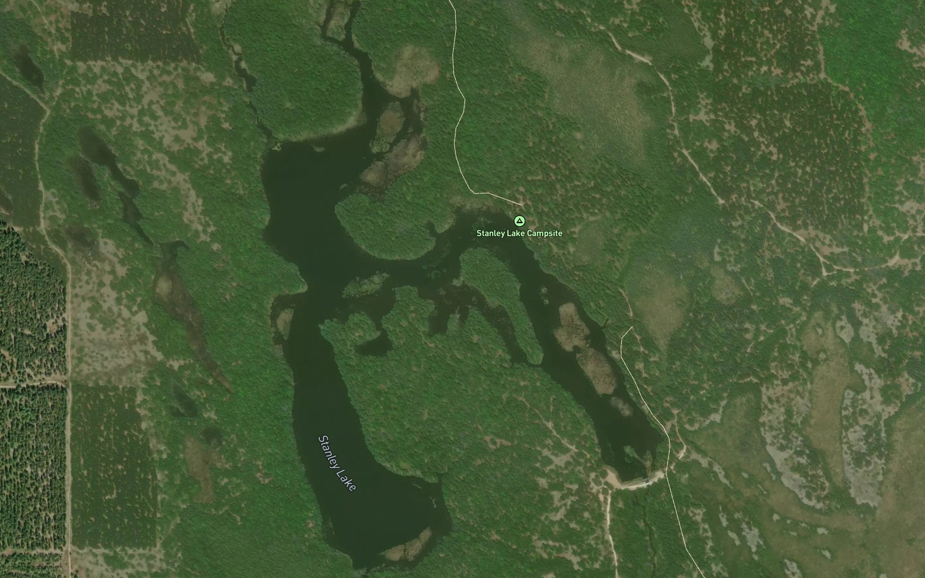 Satellite map of the Stanley Lake