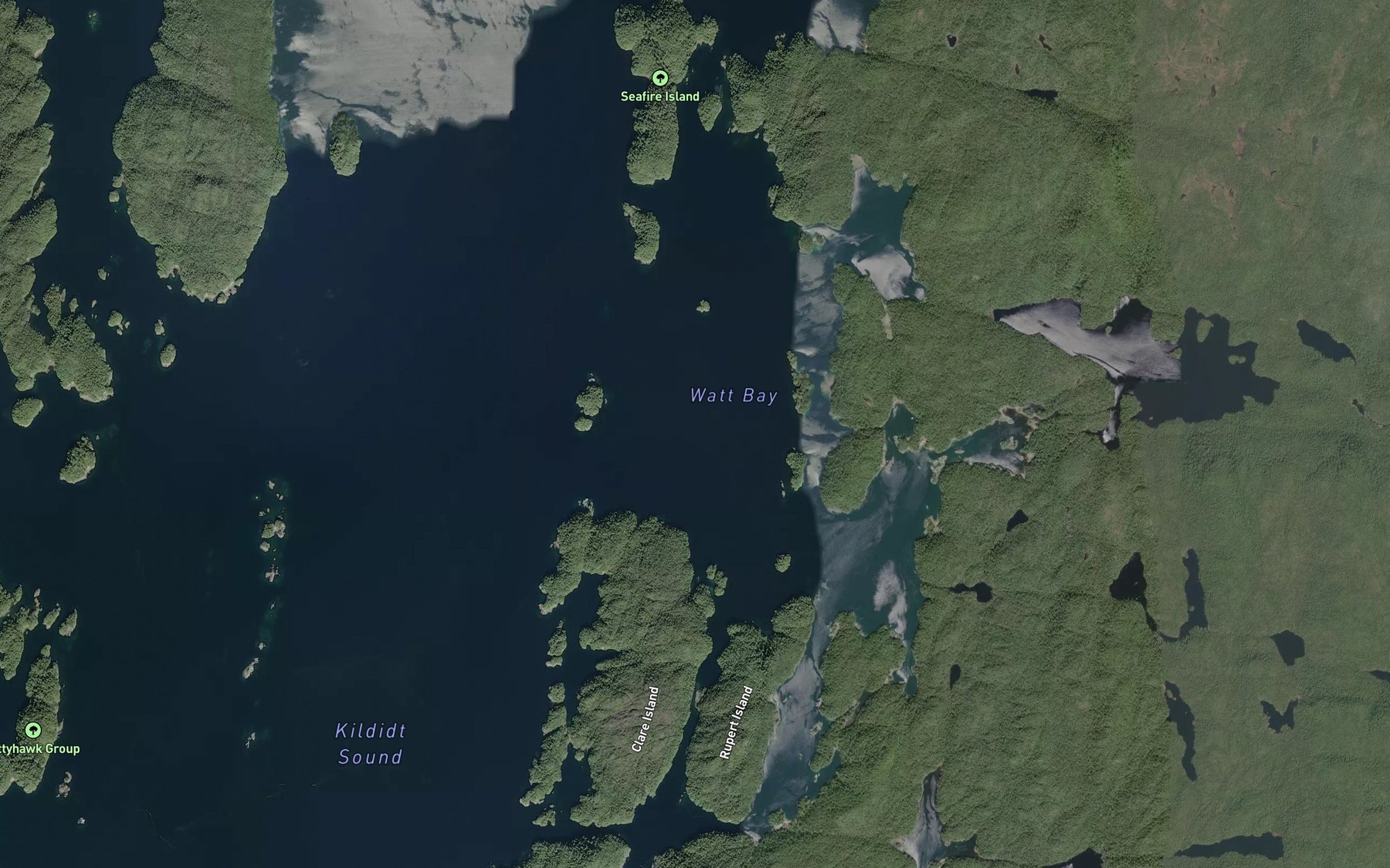 Satellite map of the Watt Bay