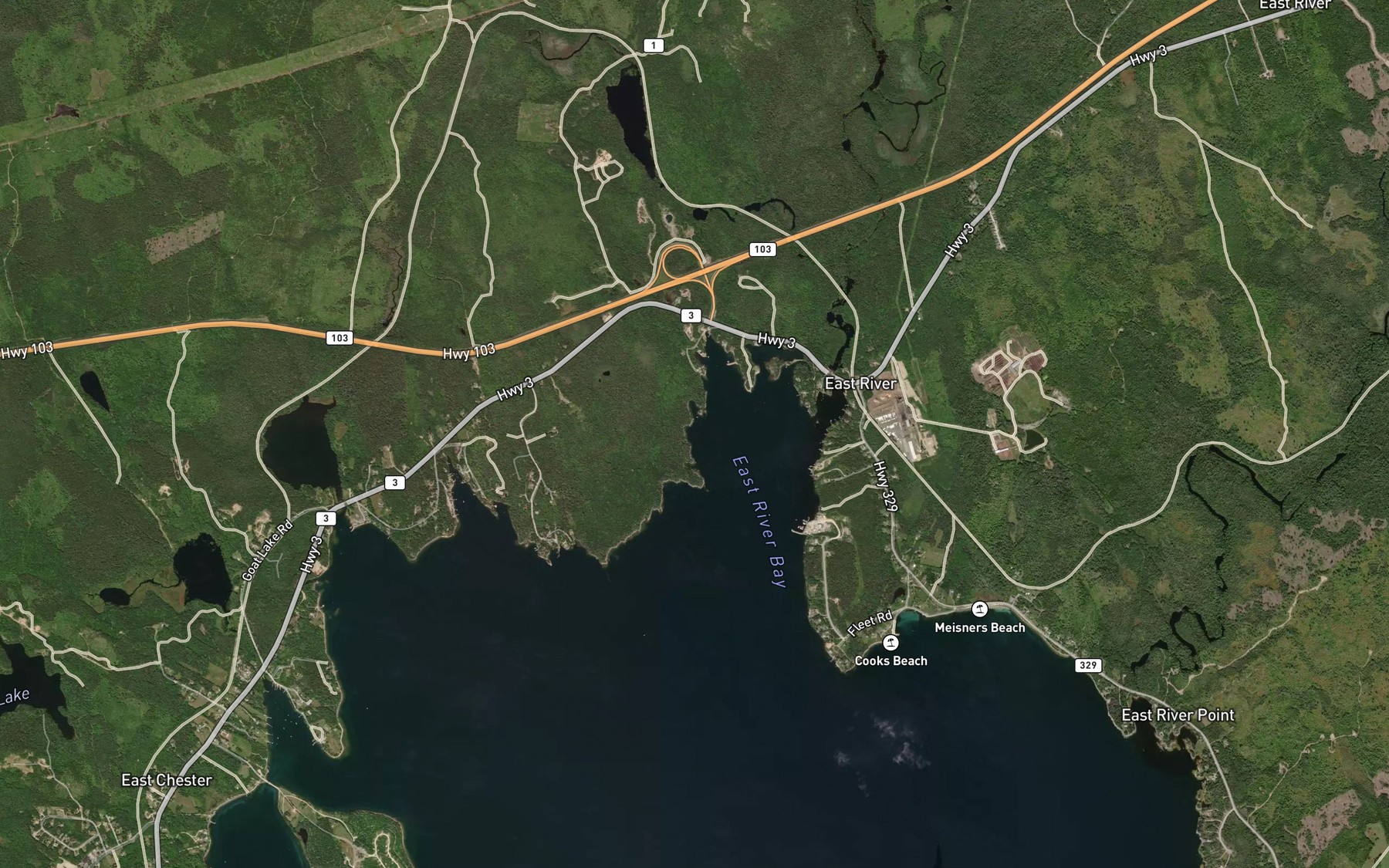 Satellite map of the Graves Cove