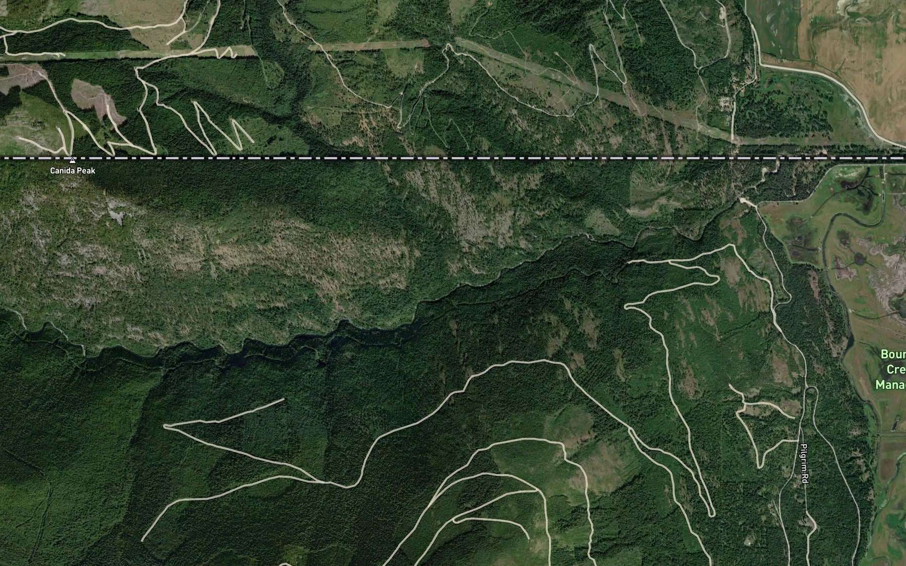 Satellite map of the Dodge Creek