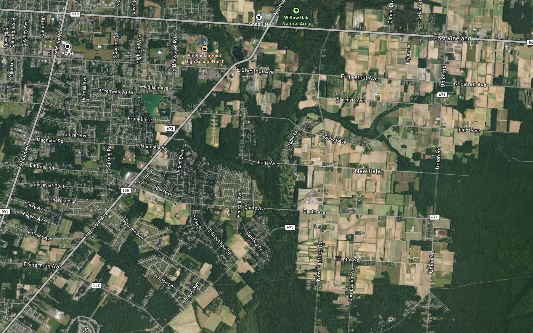 Satellite map of the Panther Branch