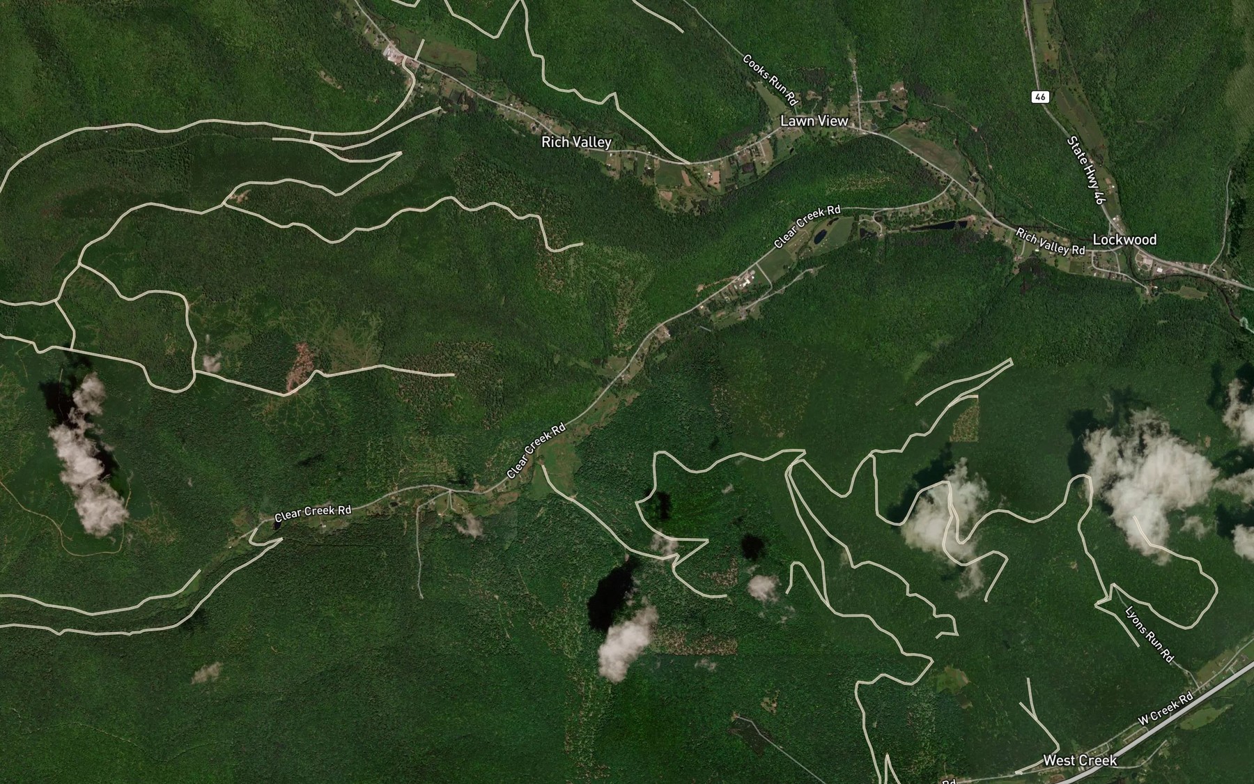 Satellite map of the Chop Run