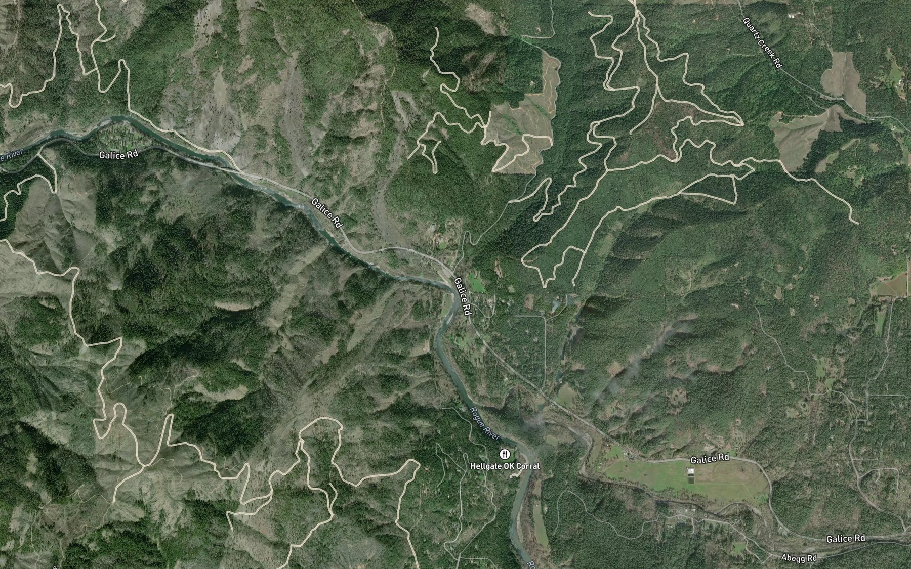 Satellite map of the Hog Creek