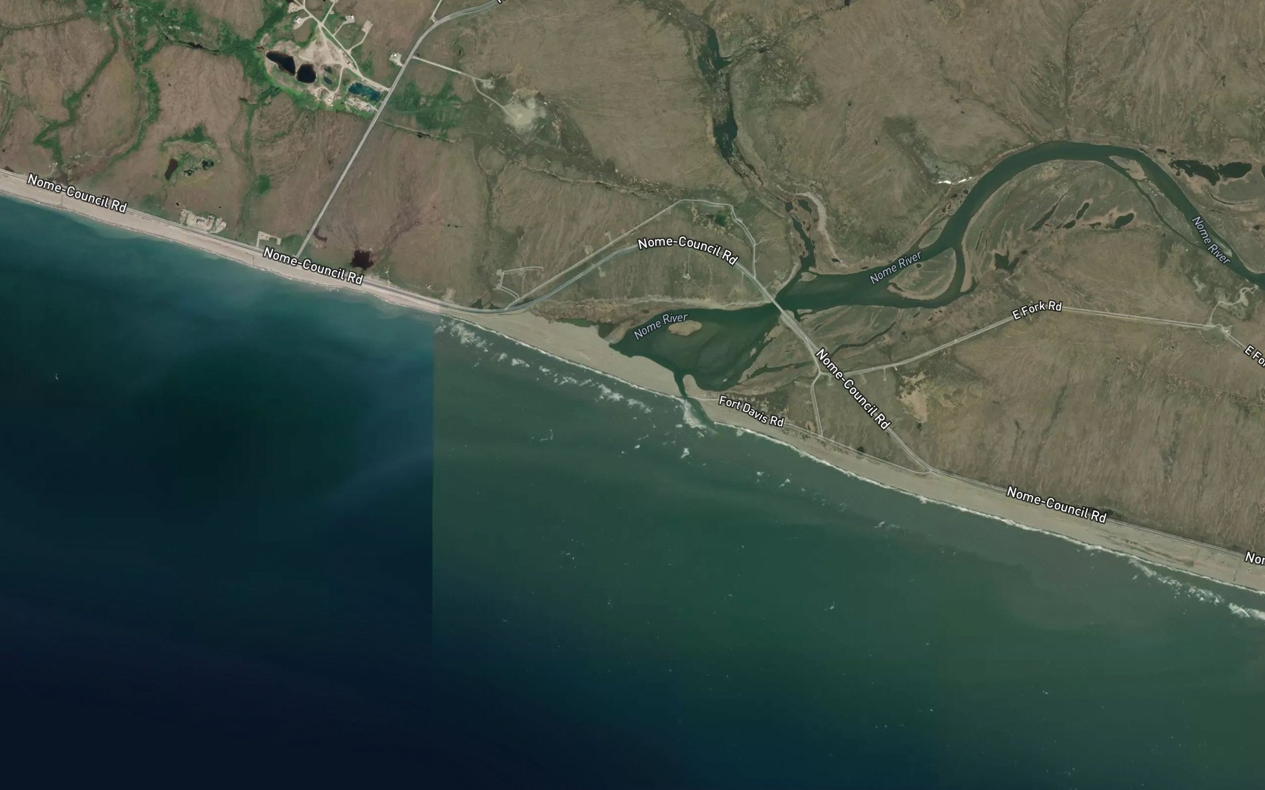 Satellite map of the Nome River