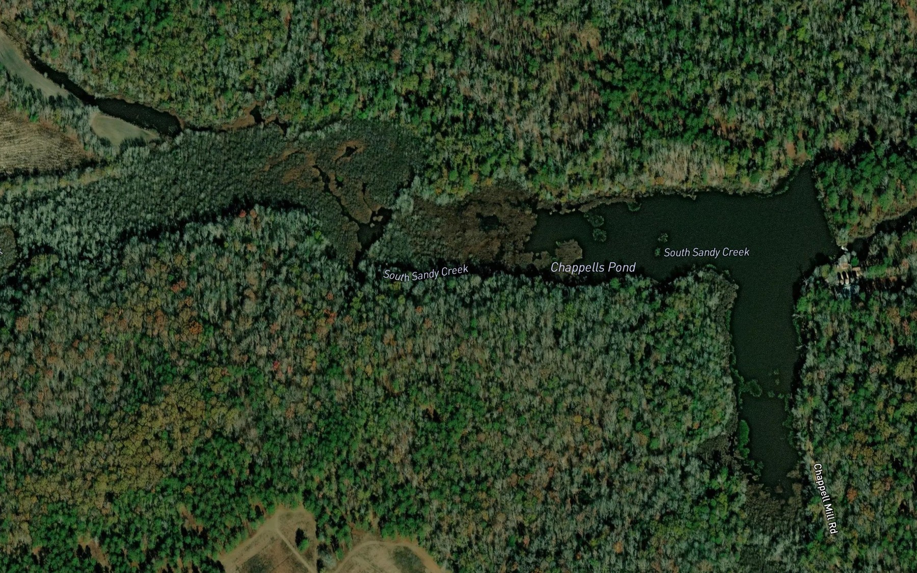Satellite map of the Chappells Pond