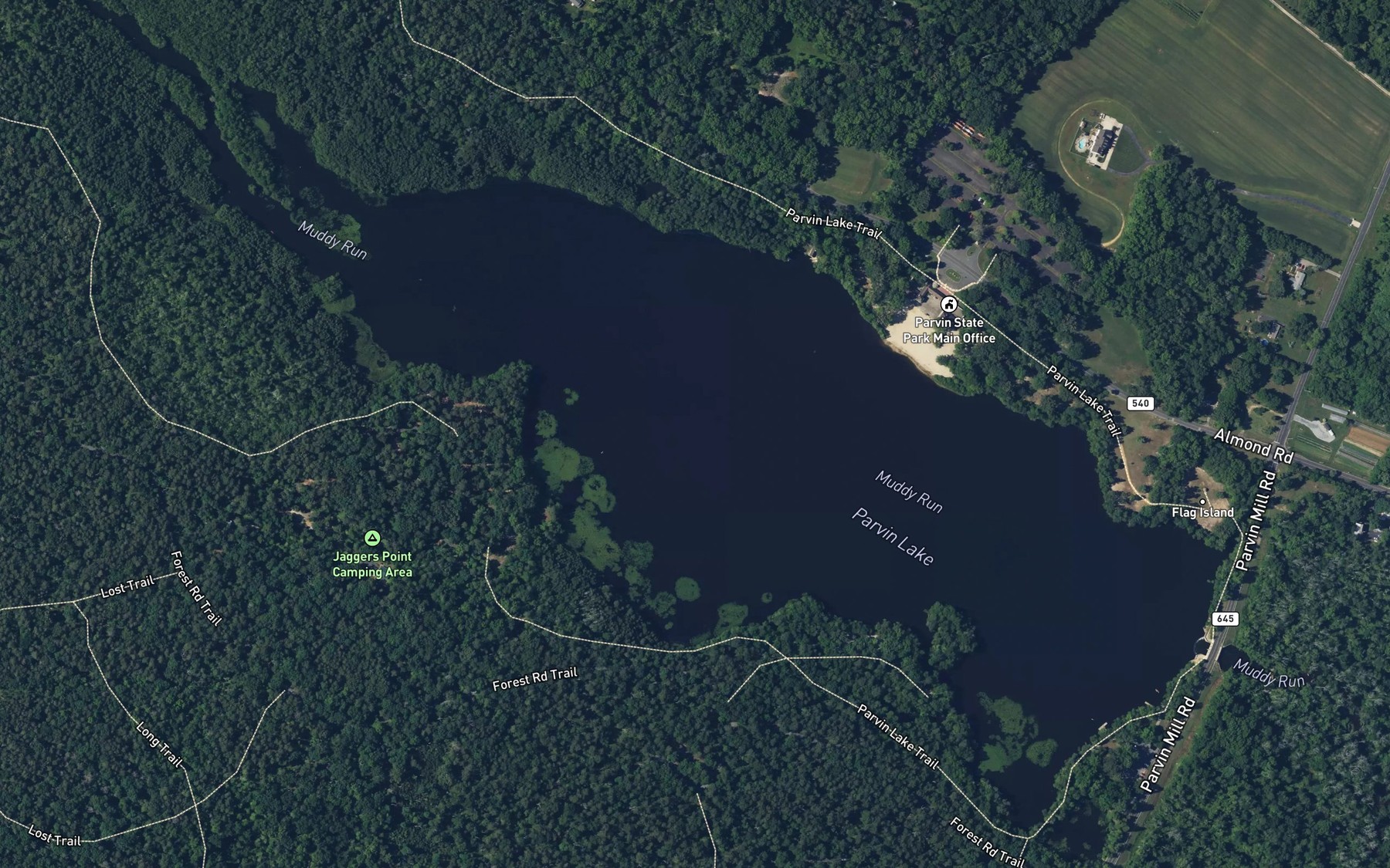 Satellite map of the Parvin Lake
