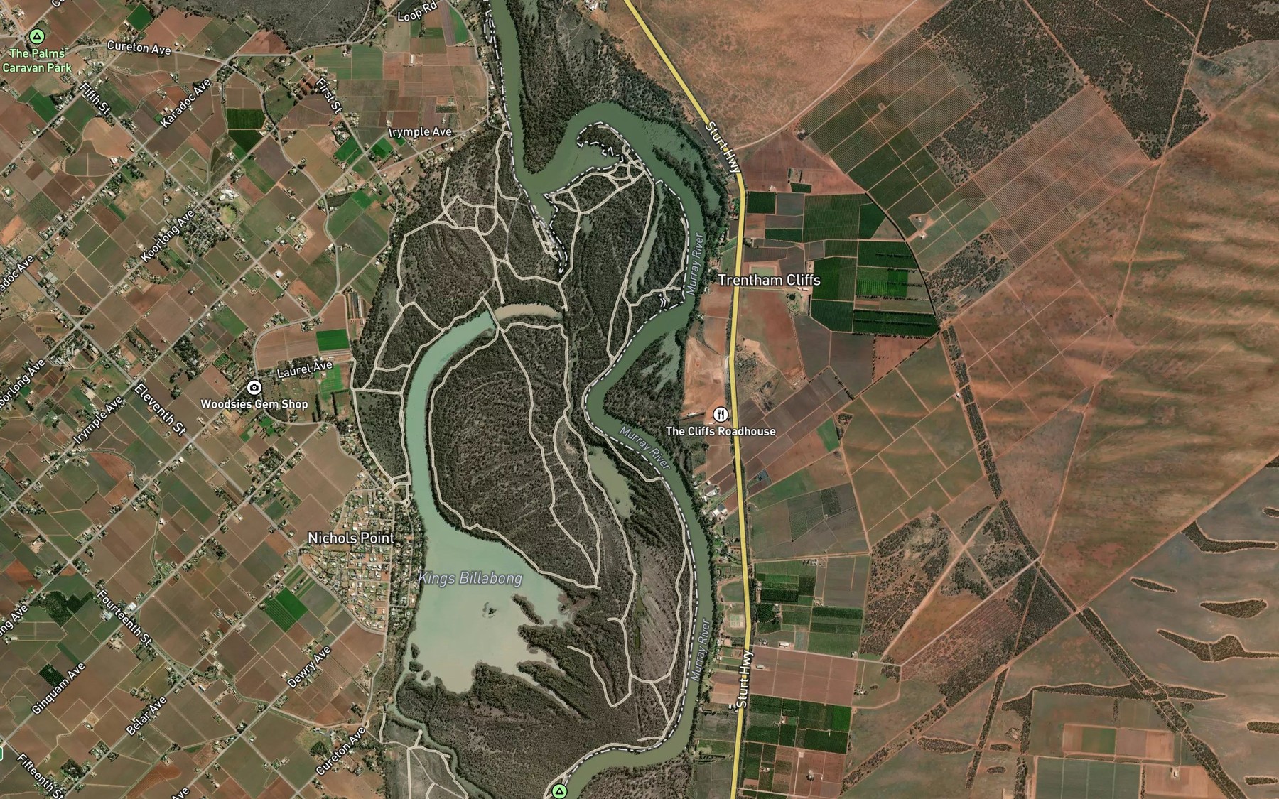 Satellite map of the Butlers Bend