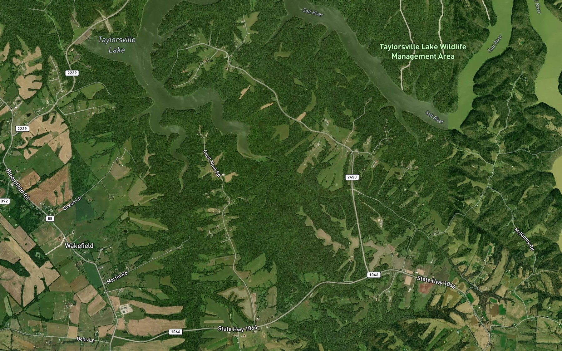 Satellite map of the Doe Run