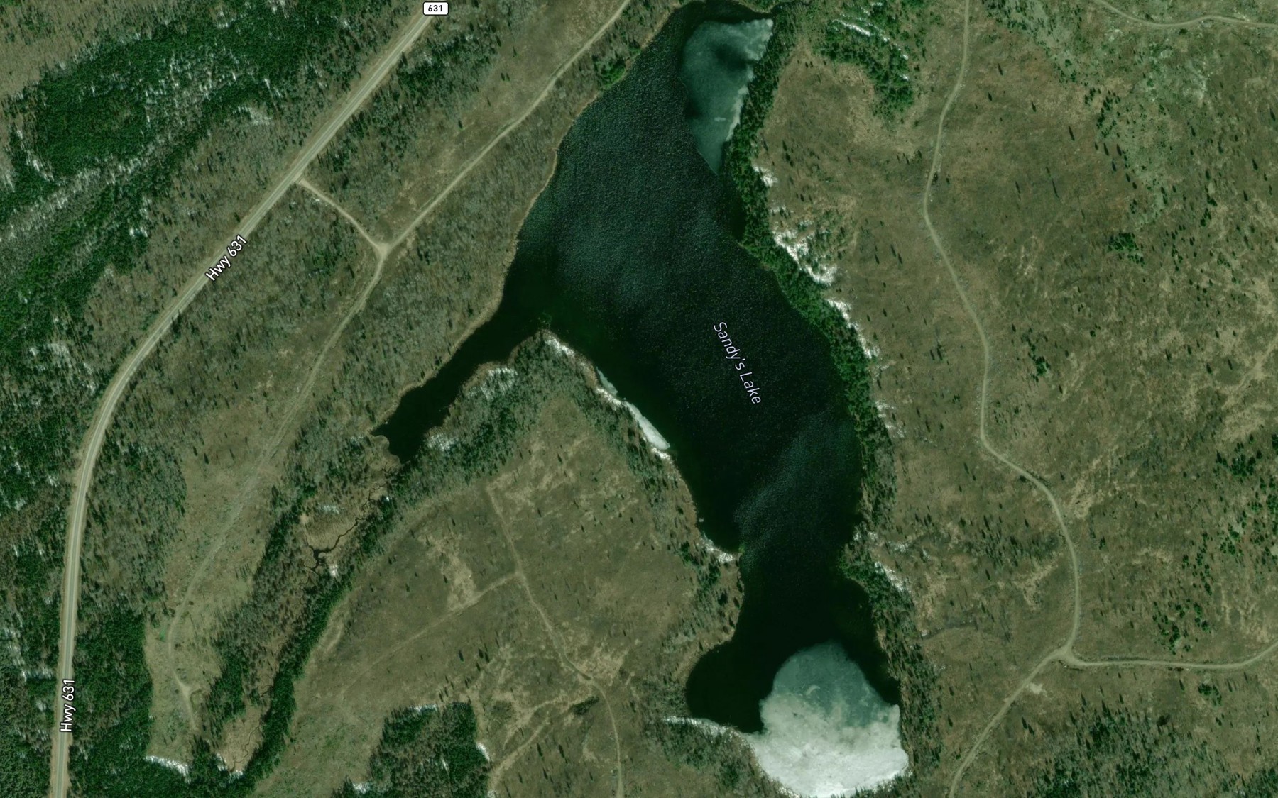 Satellite map of the Sandy's Lake