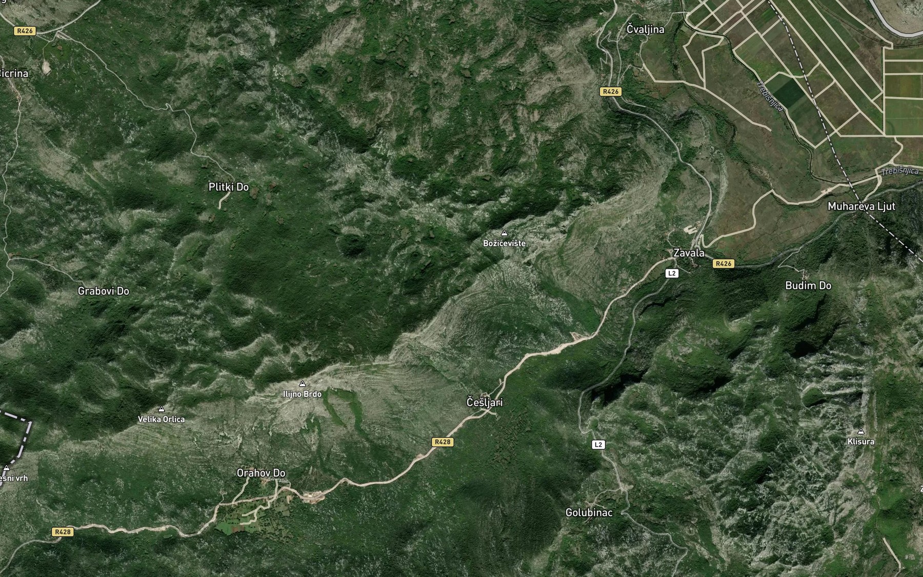 Satellite map of the Sitnica