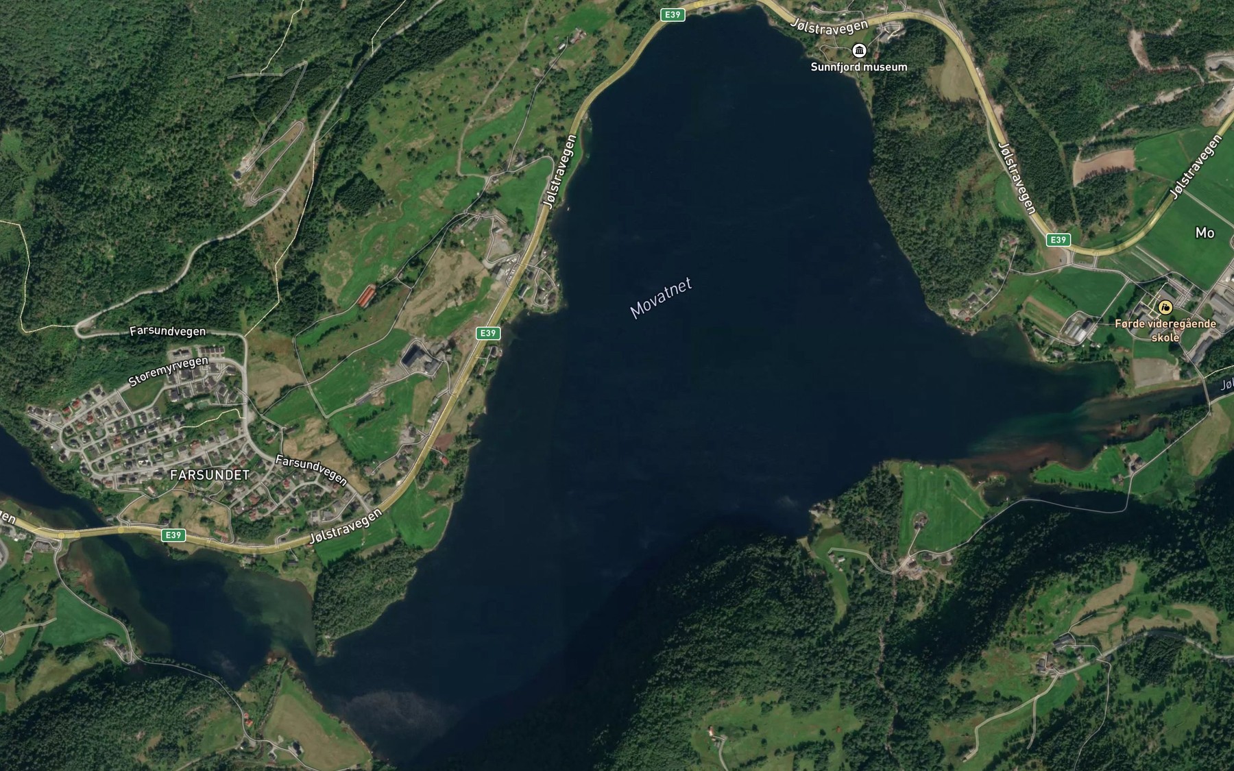 Satellite map of the Movatnet