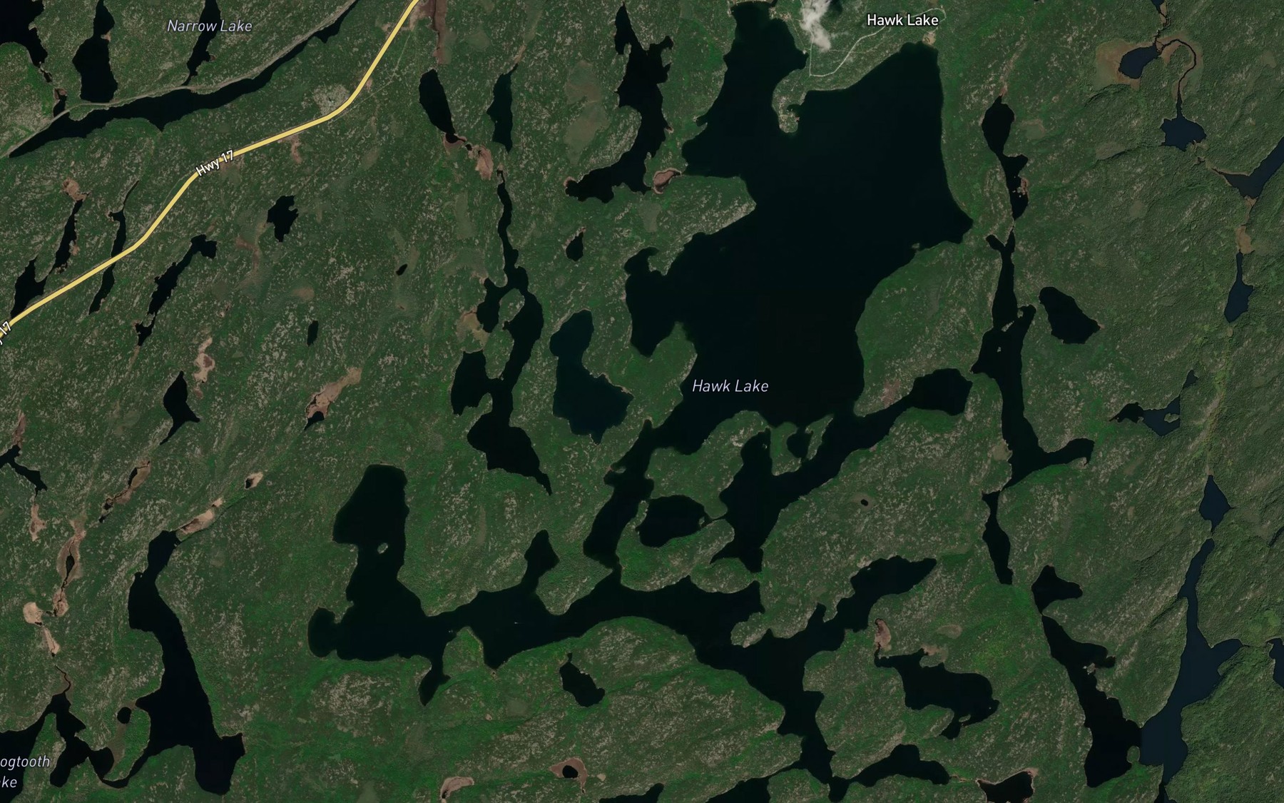 Satellite map of the Hawk Lake