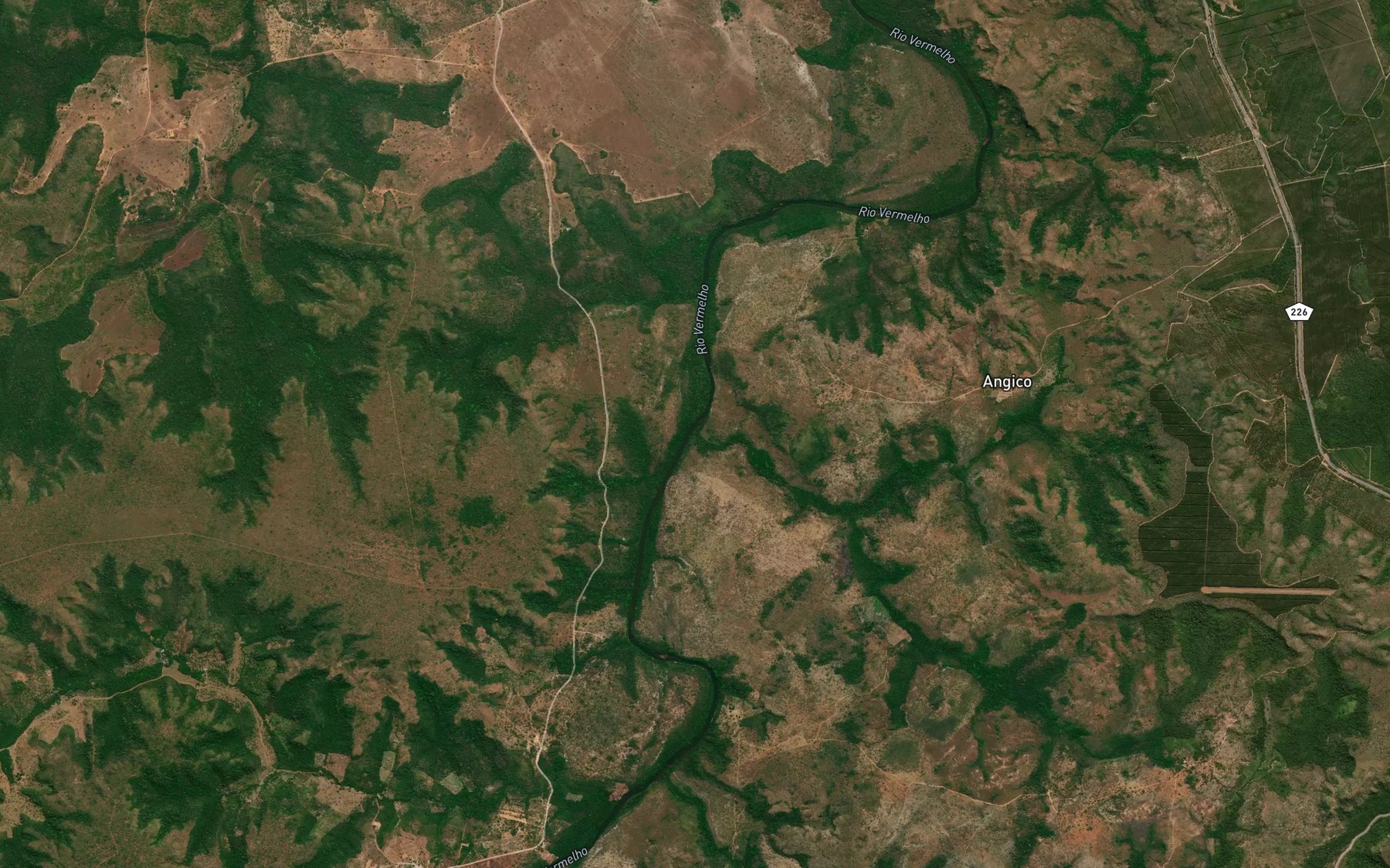Satellite map of the Corrego Bananeira