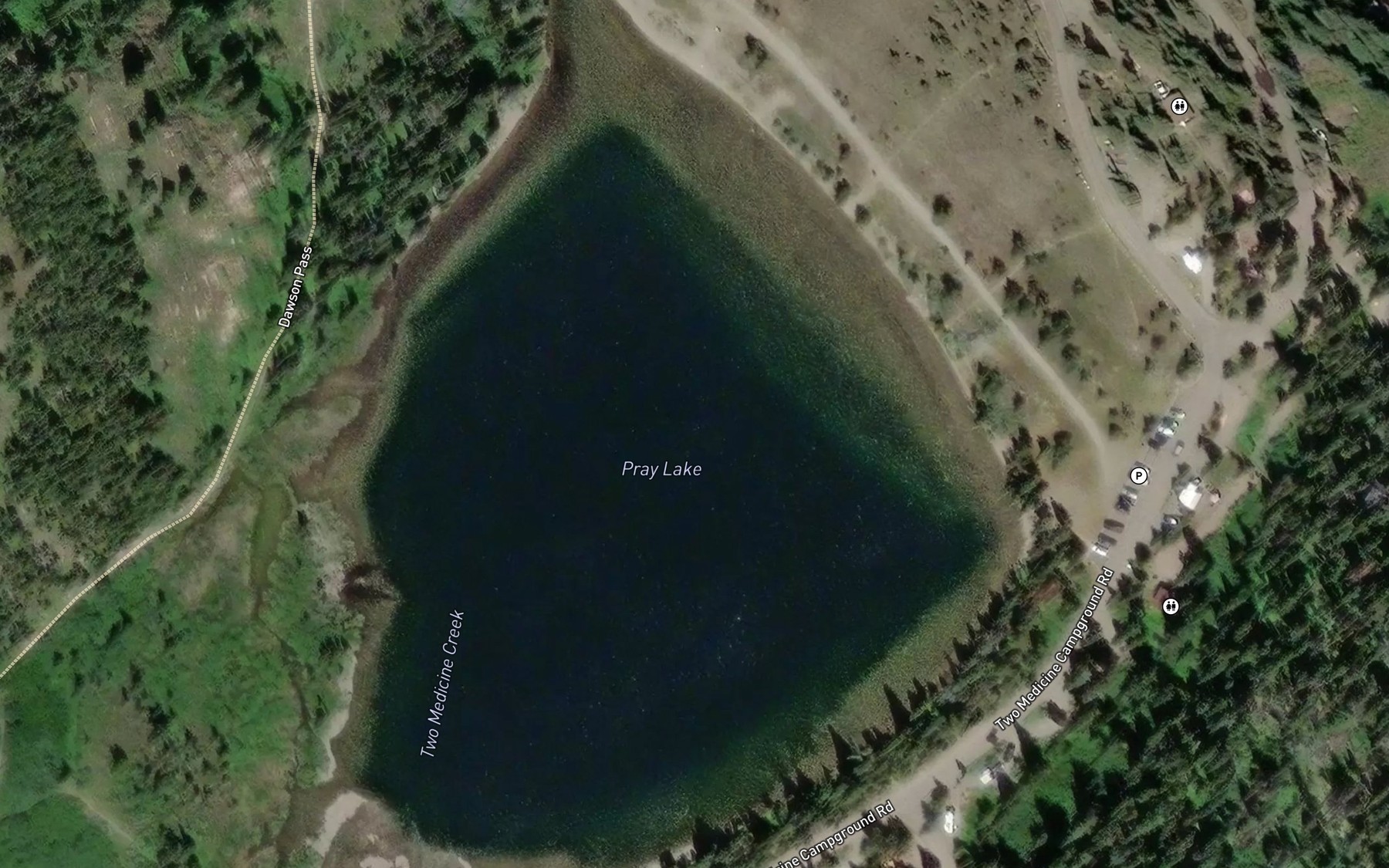 Satellite map of the Pray Lake