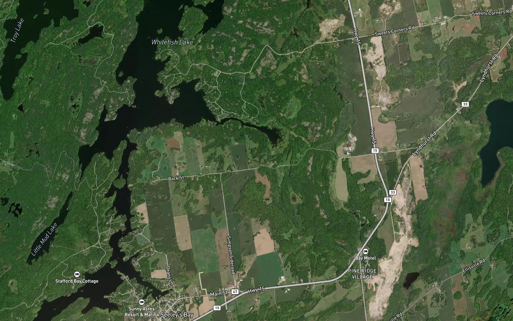 Satellite map of the Pierces Flow