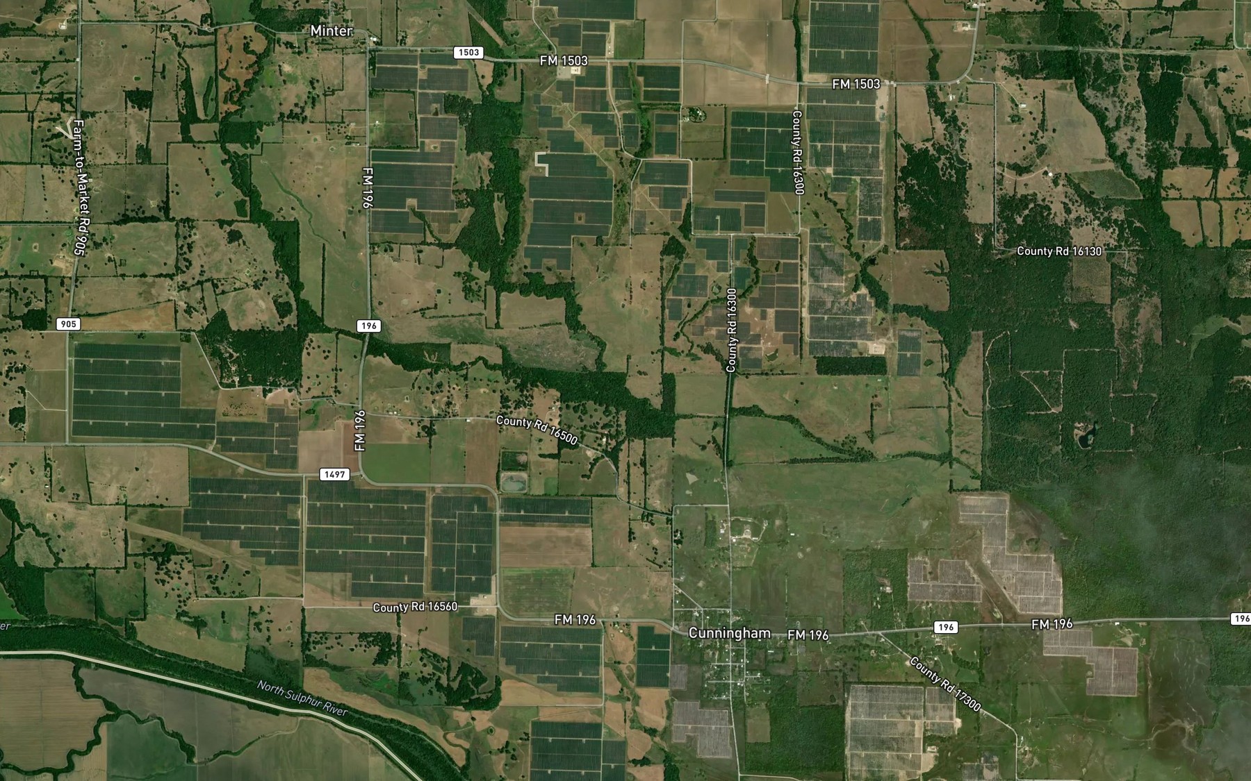 Satellite map of the Bee Bayou