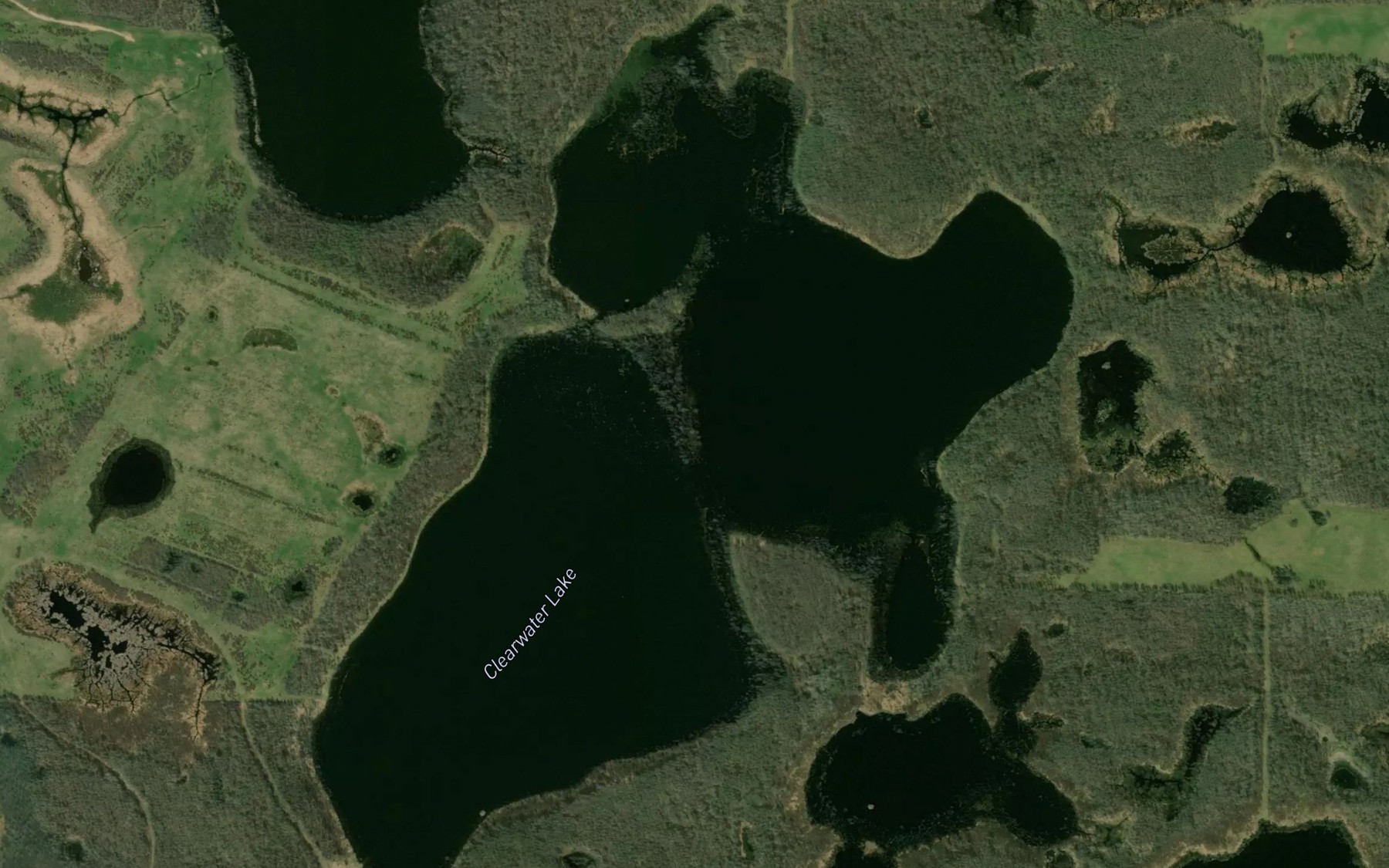 Satellite map of the Clearwater Lake