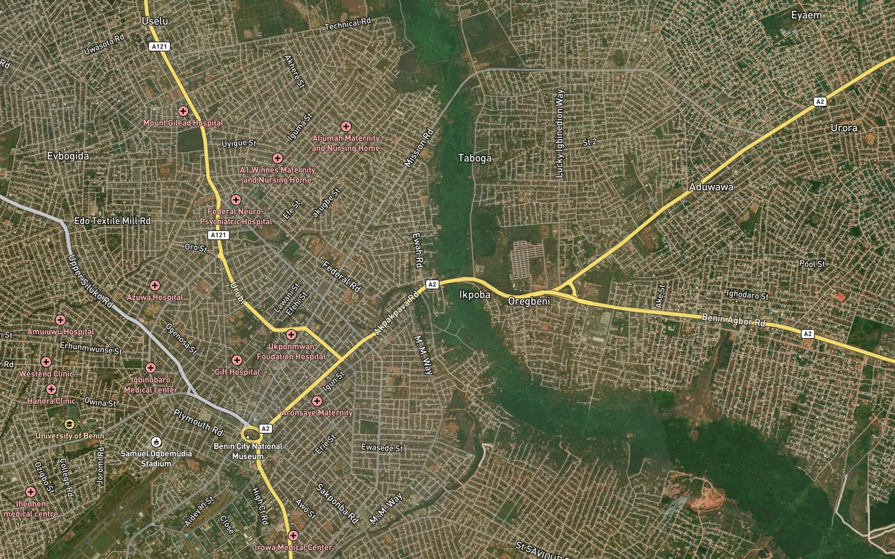 Satellite map of the River Oken