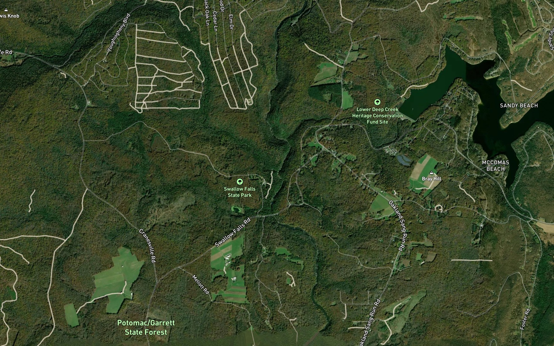Satellite map of the Muddy Creek
