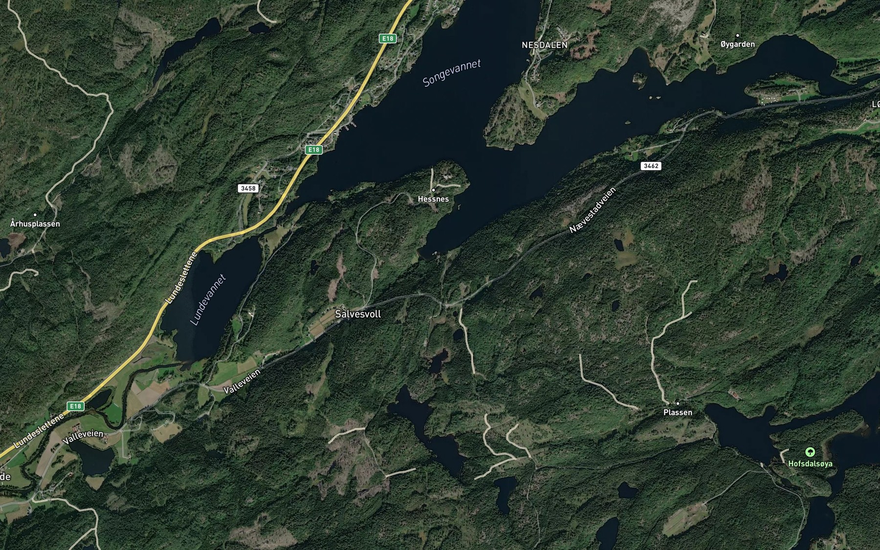 Satellite map of the Kilbekken