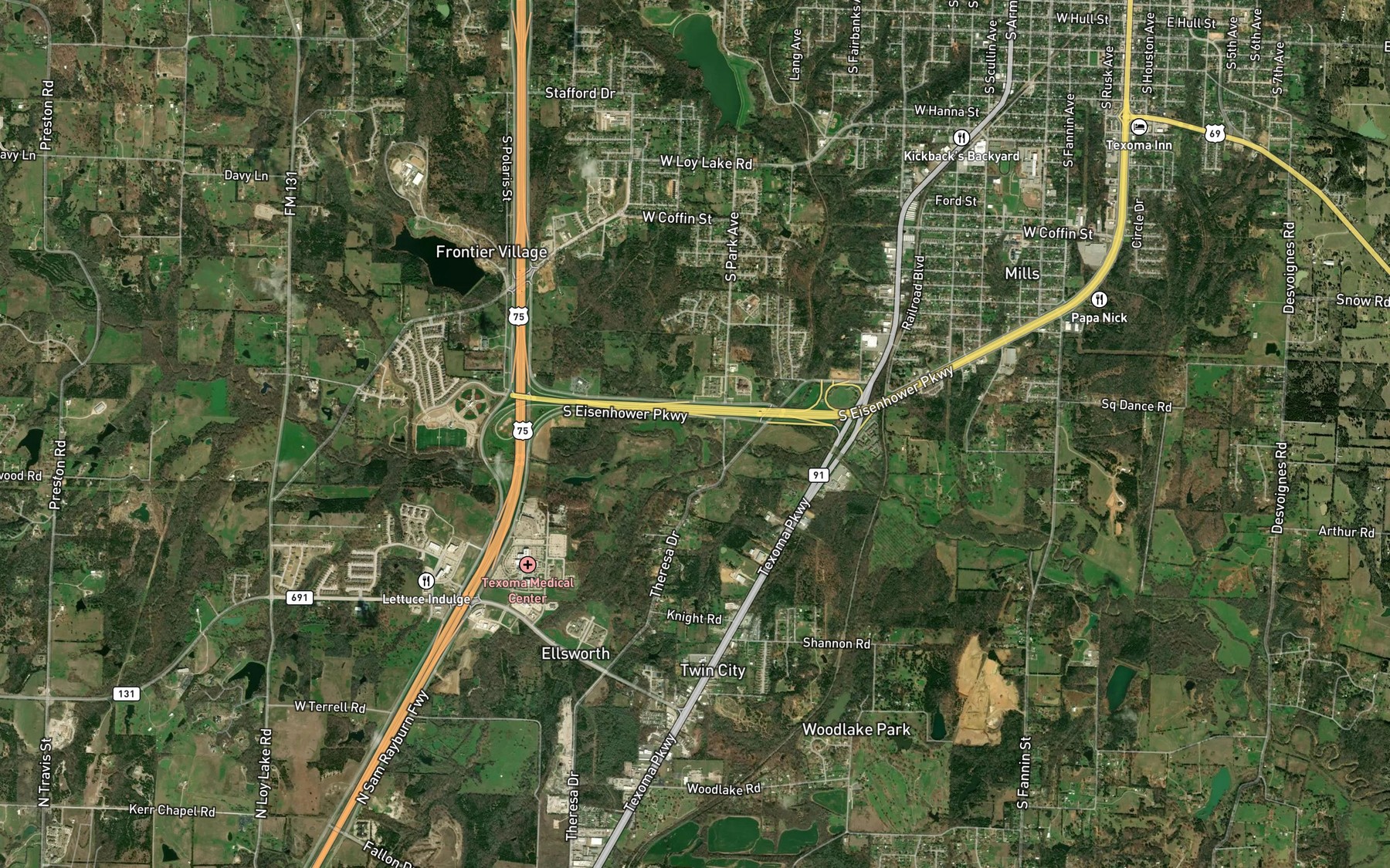 Satellite map of the Loy Creek