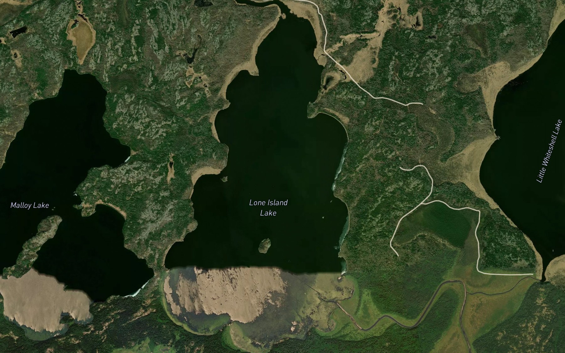 Satellite map of the Lone Island Lake