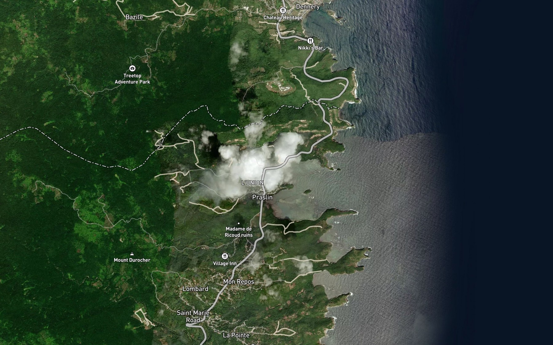 Satellite map of the Riviere des Trois Islets