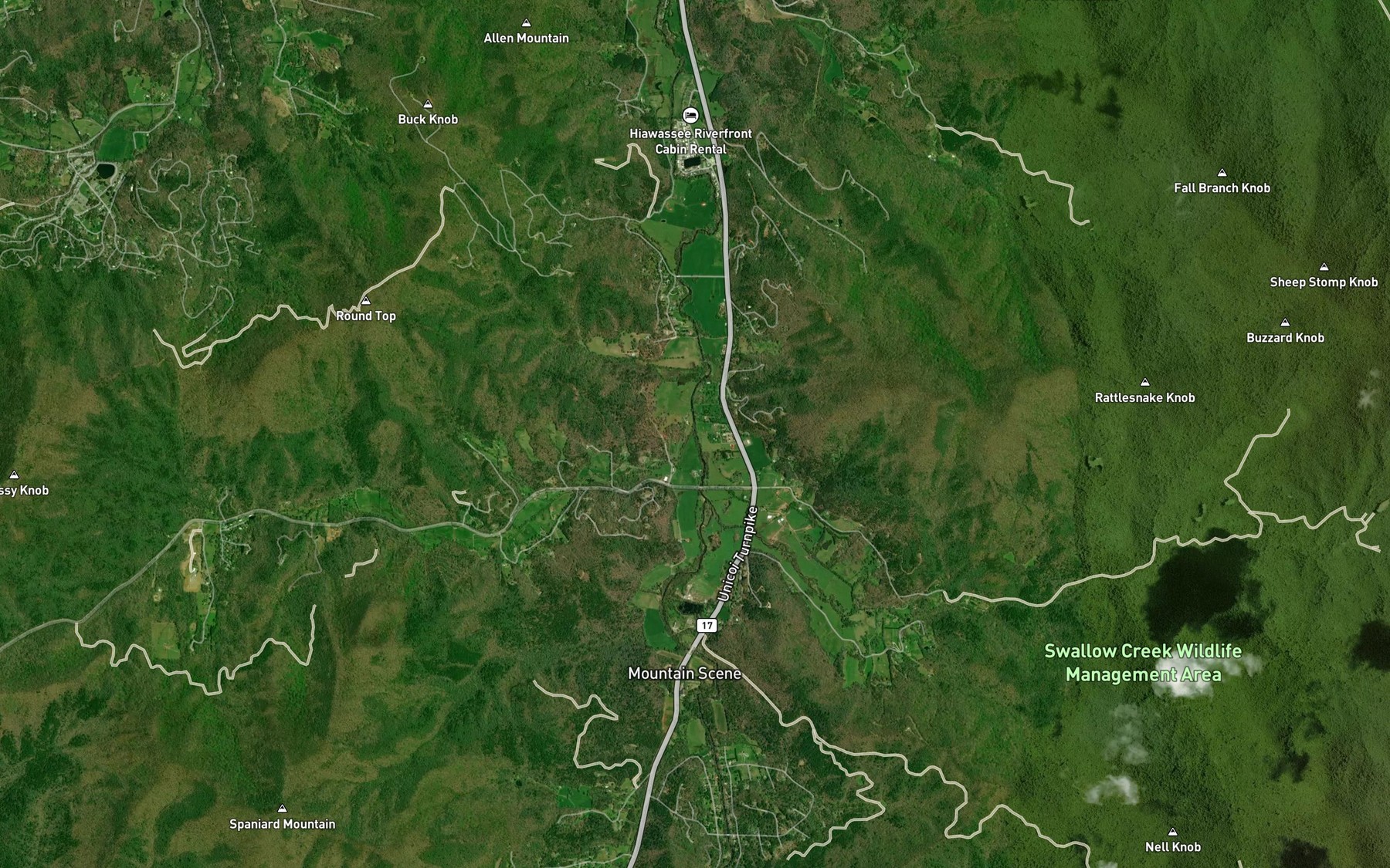 Satellite map of the Owl Creek