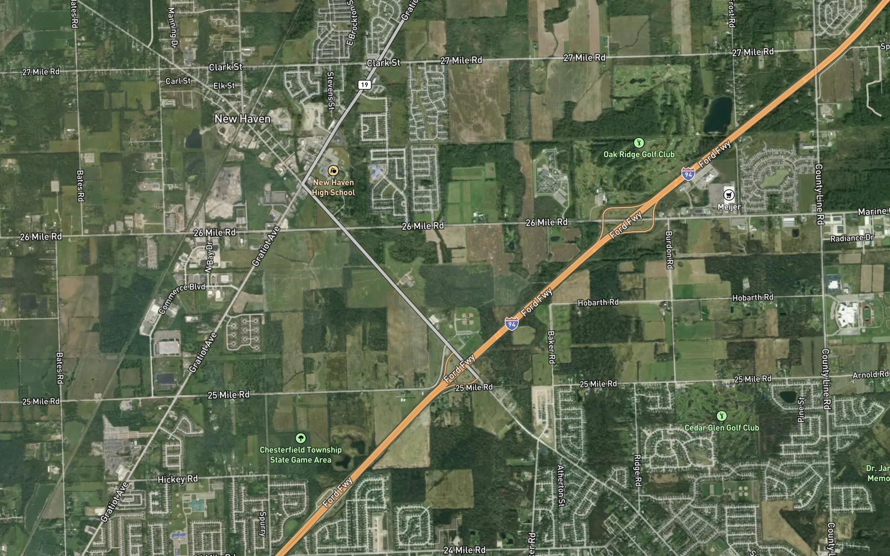 Satellite map of the Gibbons Drain
