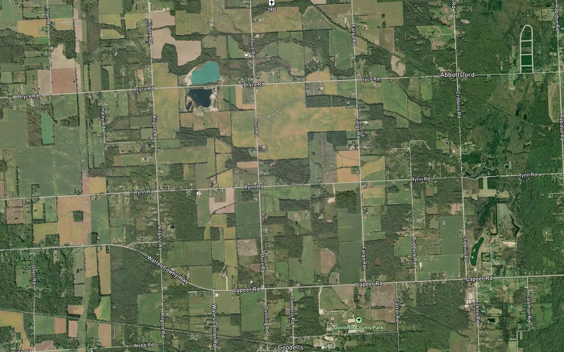 Satellite map of the Lindsay Drain