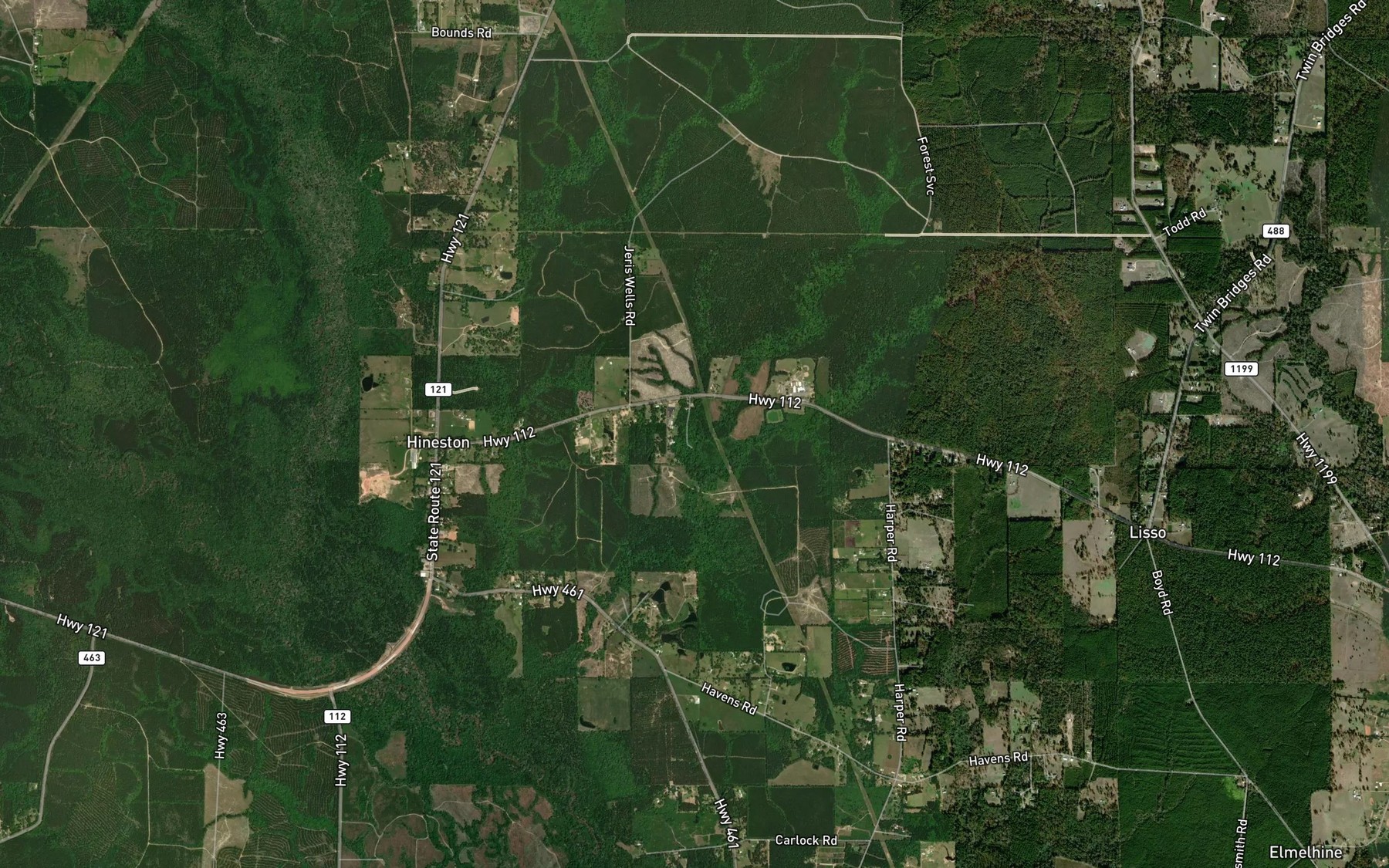 Satellite map of the Fellowship Creek