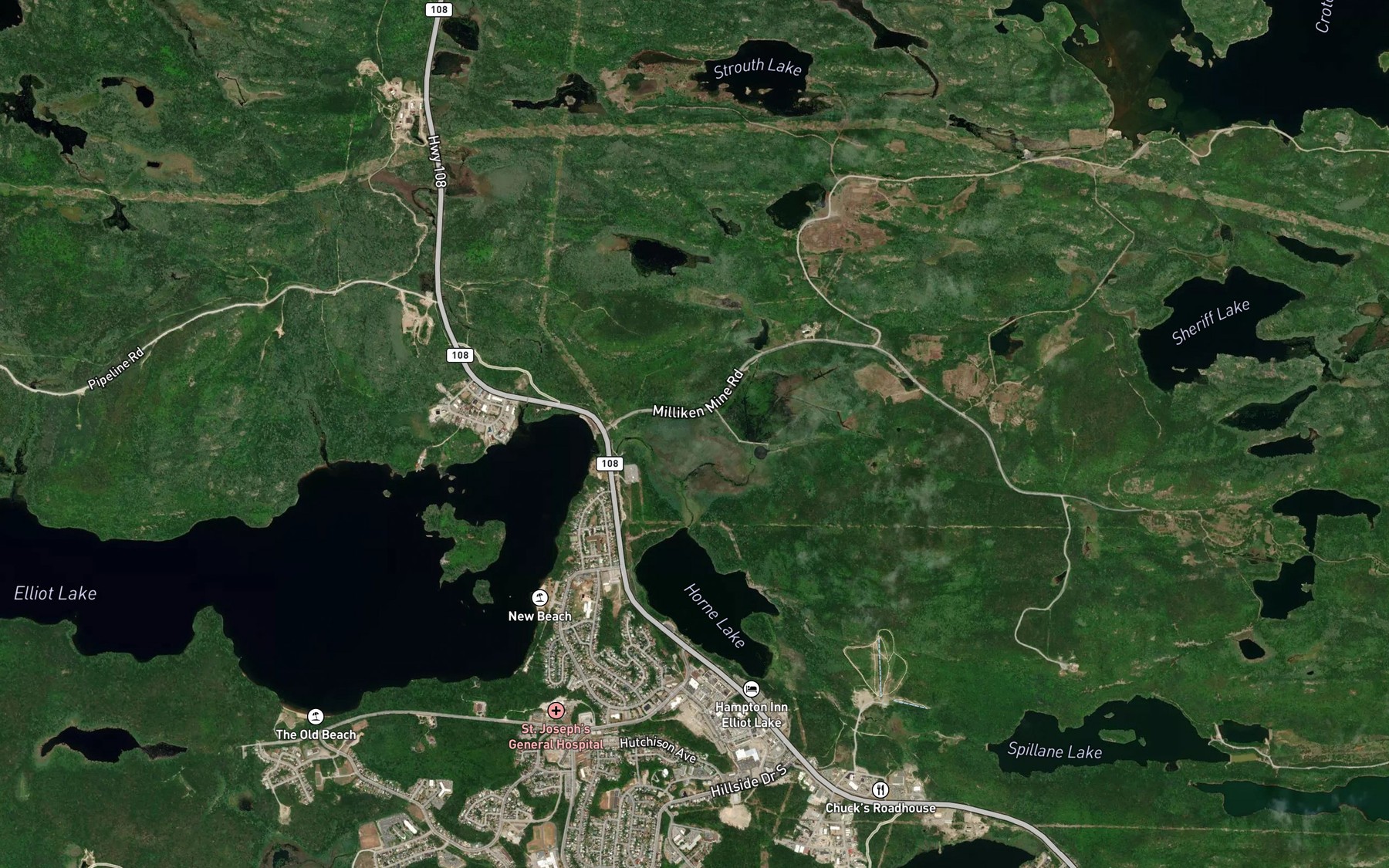 Satellite map of the Sheriff Creek