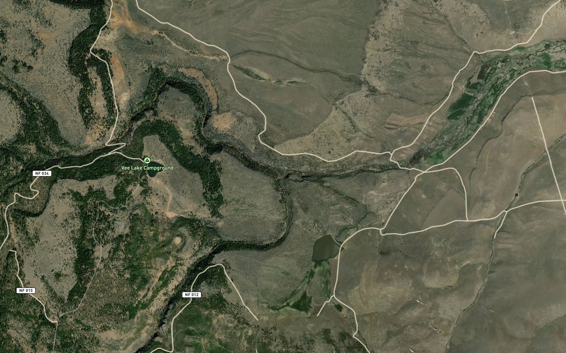 Satellite map of the Little Honey Creek