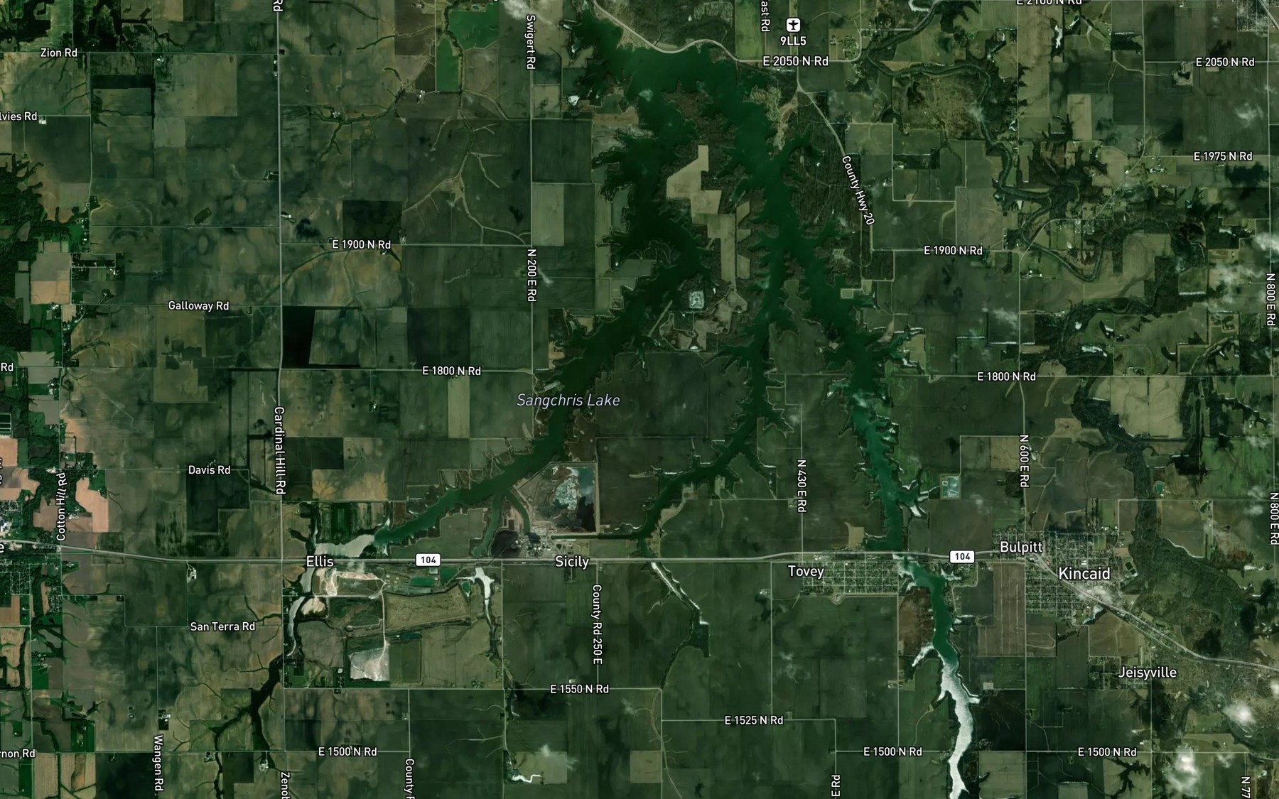 Satellite map of the Sangchris Lake