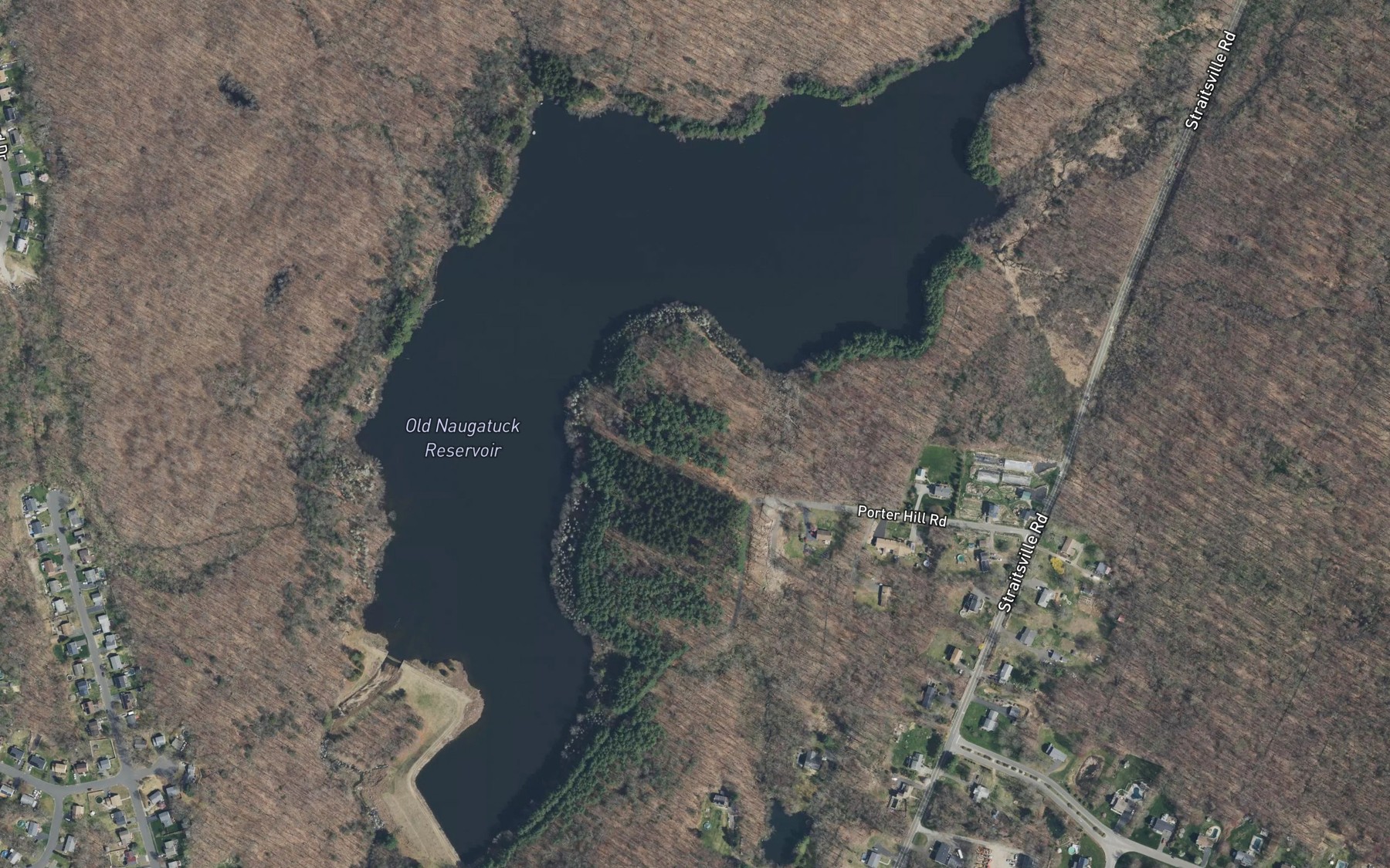 Satellite map of the Old Naugatuck Reservoir