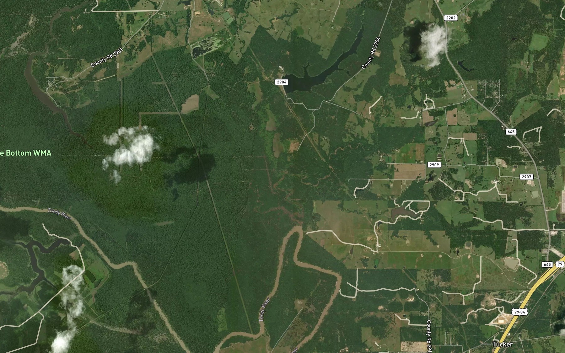 Satellite map of the Town Creek