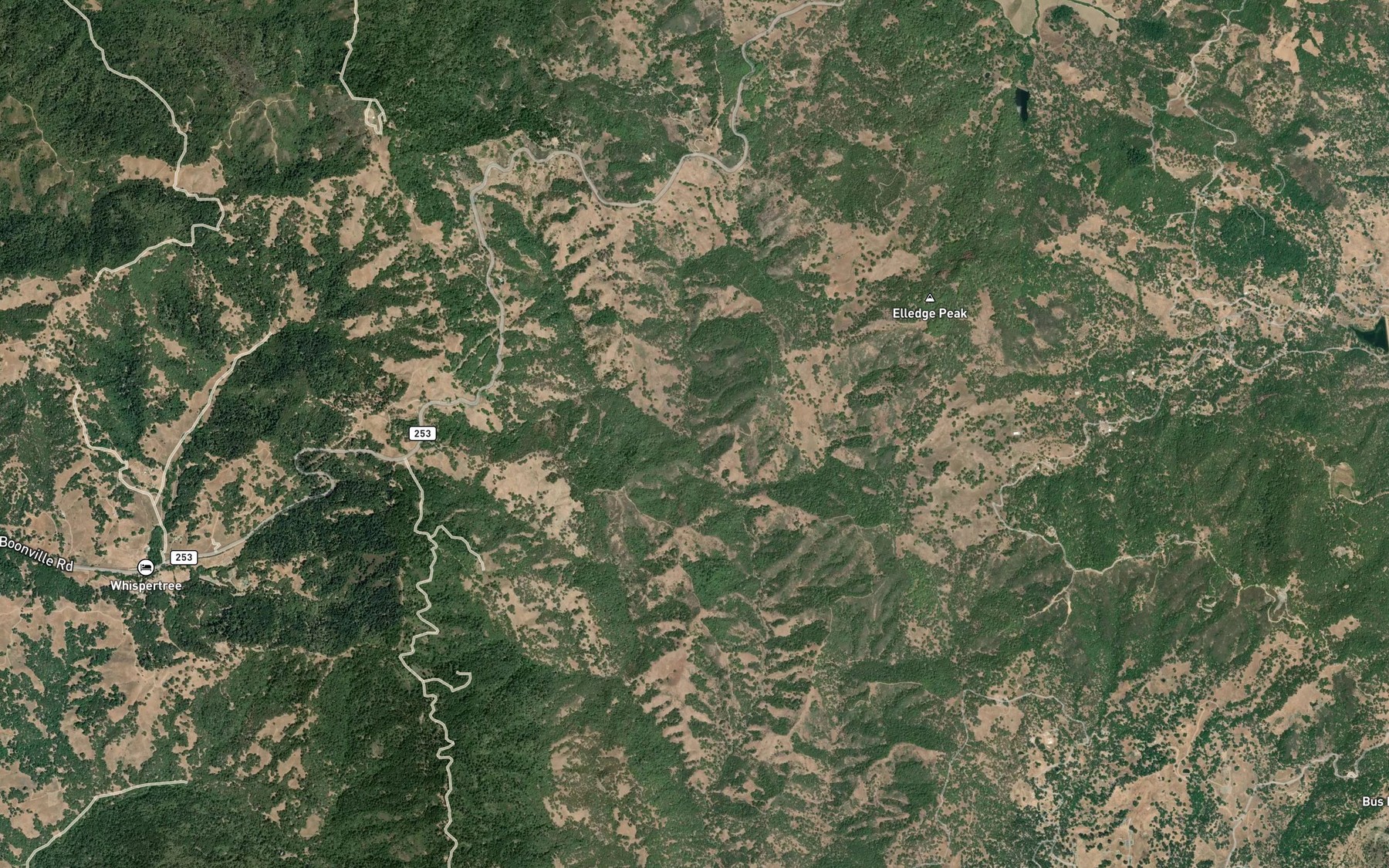 Satellite map of the North Fork Feliz Creek